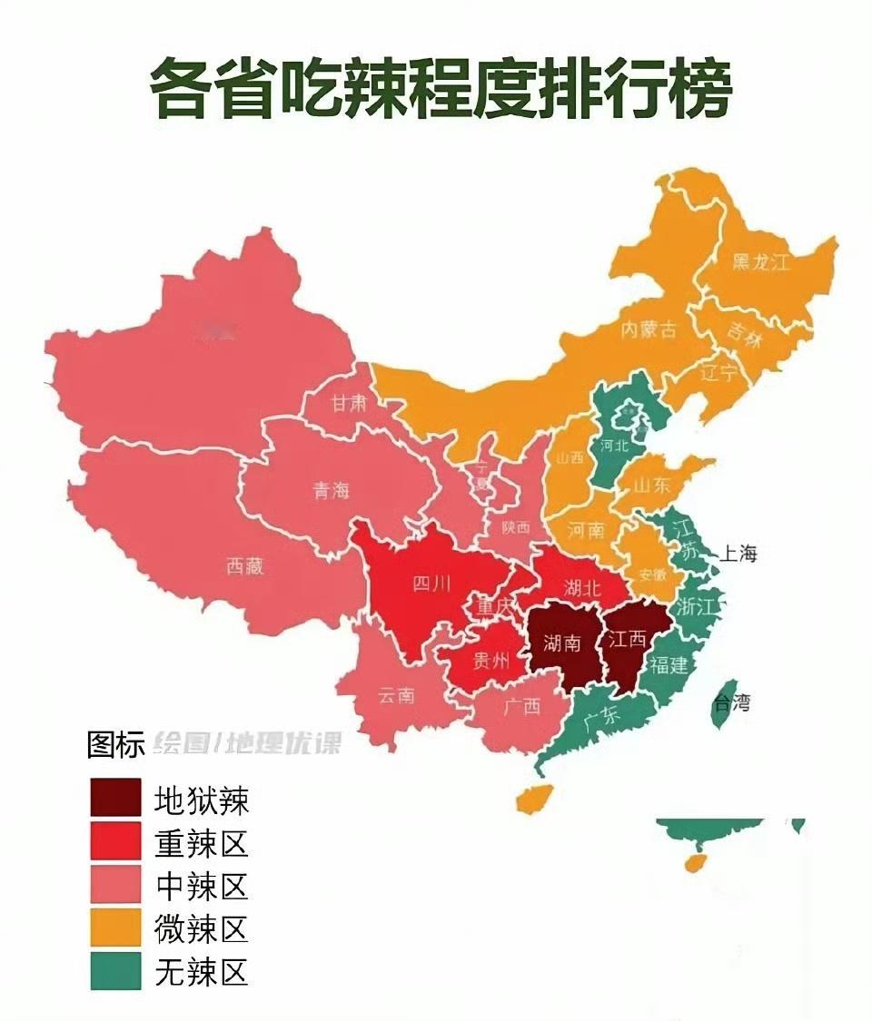 全国各省吃辣程度排行榜…… ​​​