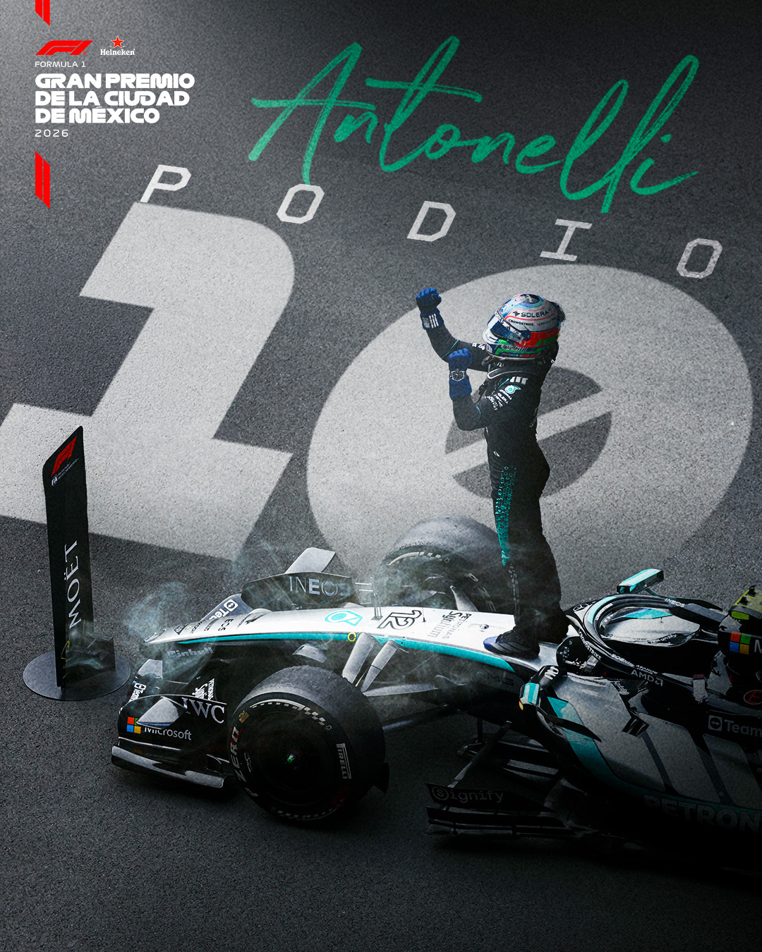F12026F1奥地利大奖赛 小 Kimi 拿到了自己的第十个领奖台 