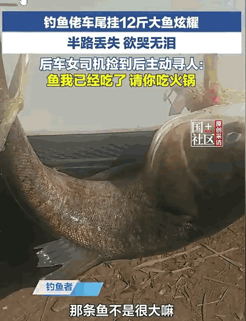 这是什么天选的缘分！重庆大哥钓上12斤大鱼乐昏了头，特意拴在车尾想沿路炫耀，结果