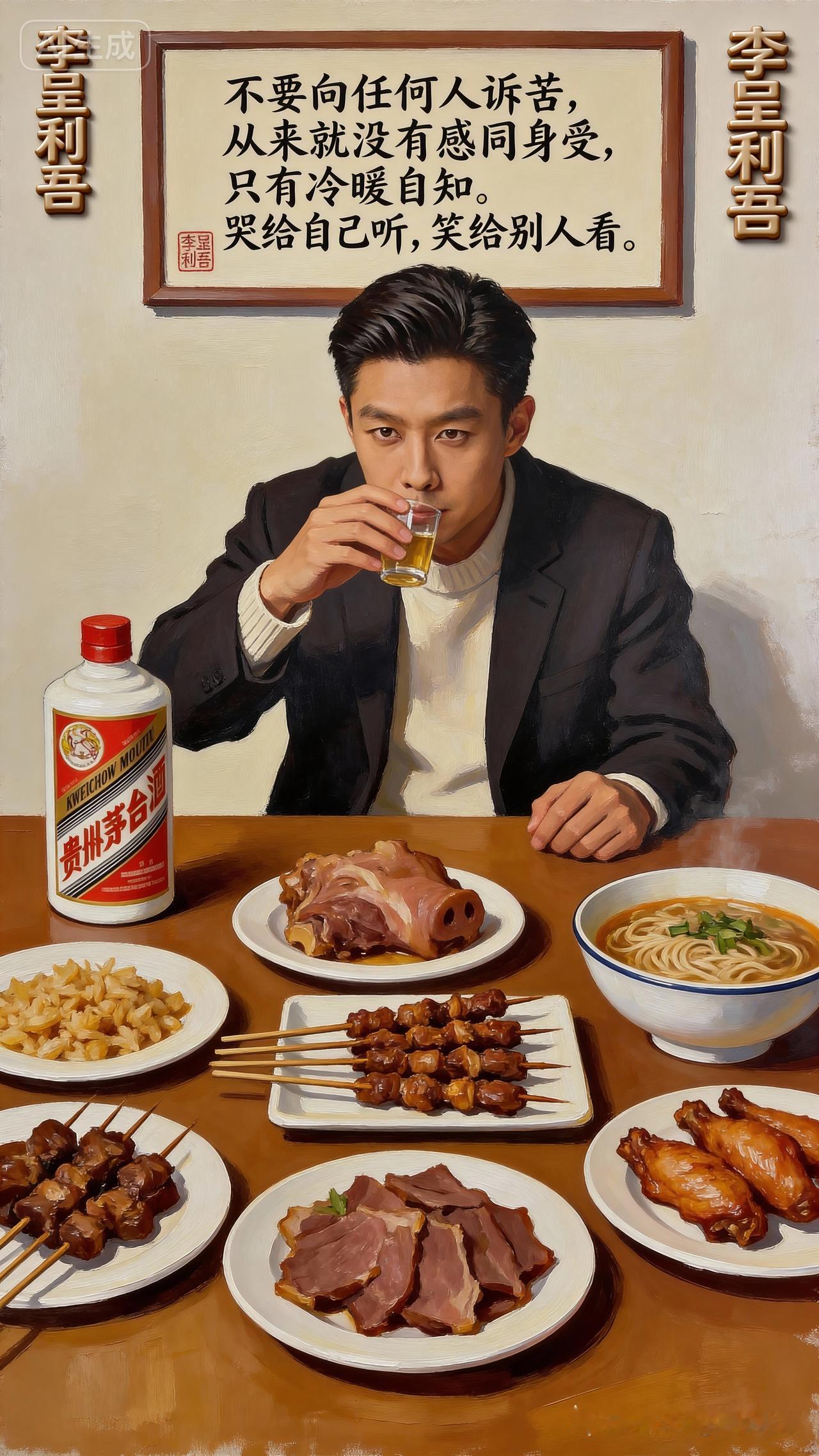 深夜食堂，一个人独酌，生活不易，但也要好好享受每一刻。🍜🍺🍖🍗