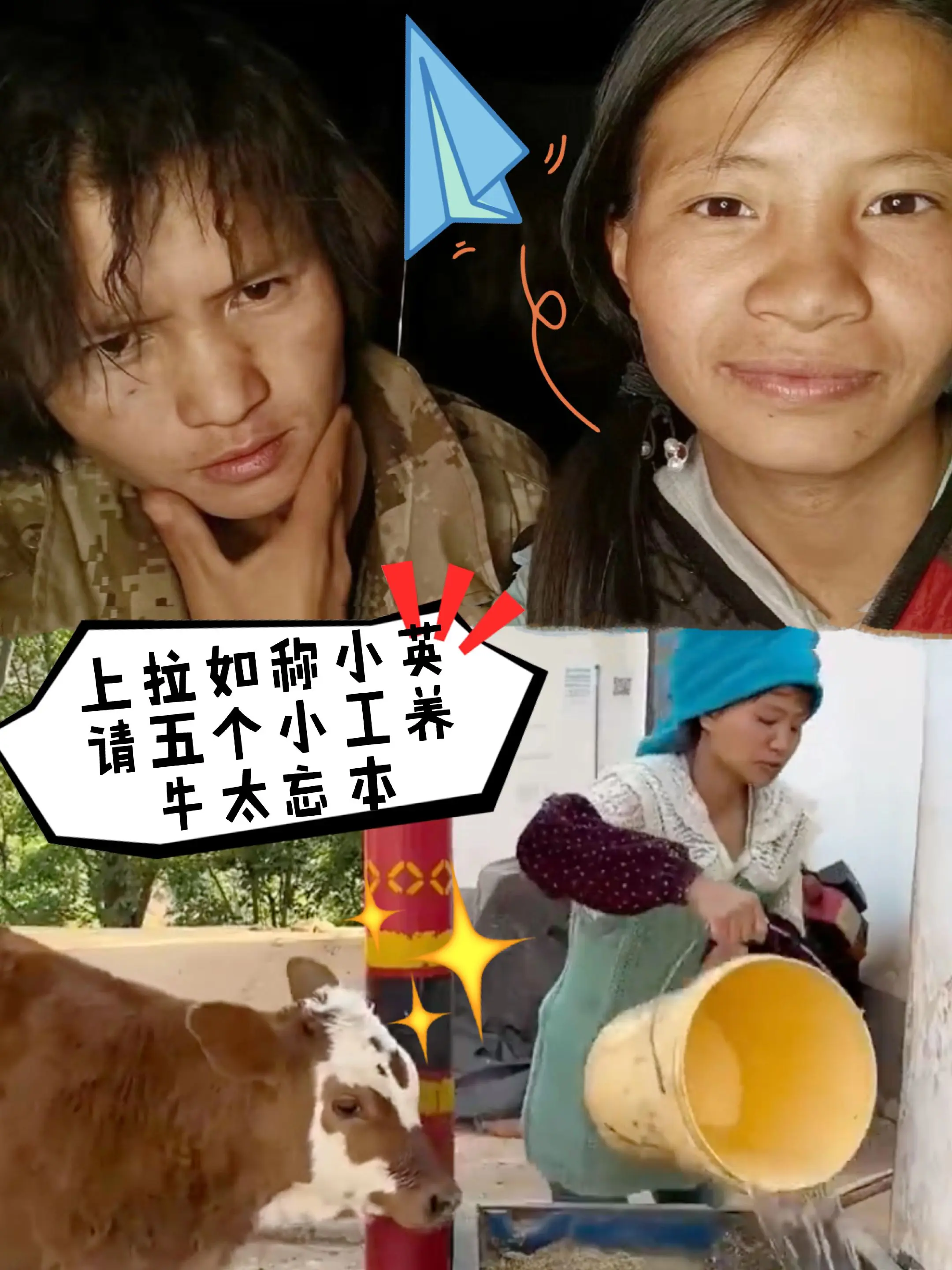 上拉如称小英忘本，高薪请五个小工养牛。上拉如很小英感情破裂后迎来离婚大...