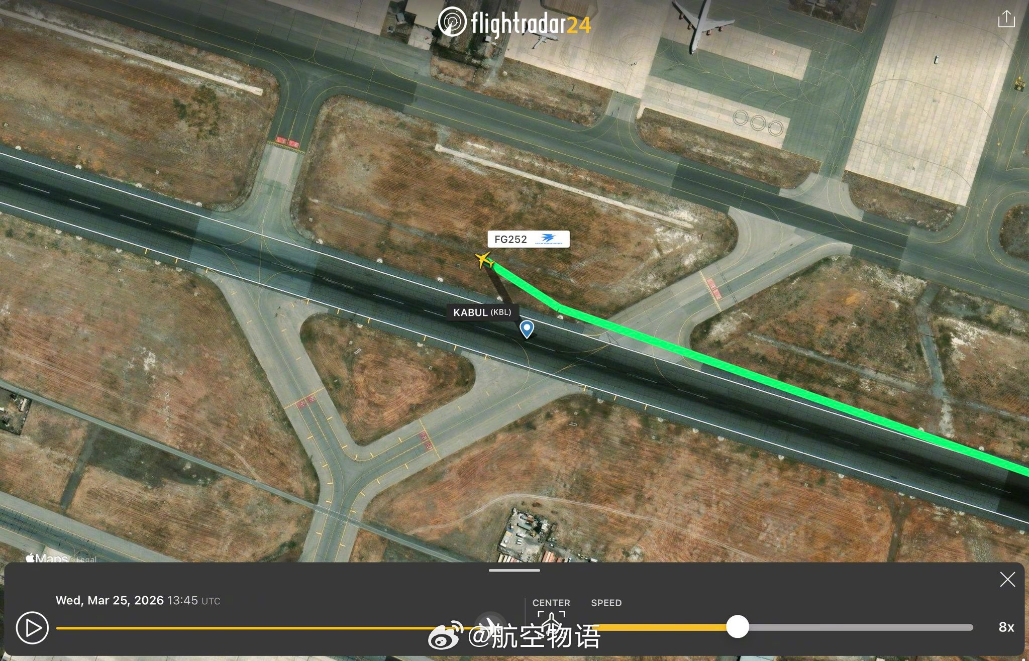 昨天，阿富汗阿丽亚娜航空一架32.8年机龄的737-400（YA-PIC）执飞F