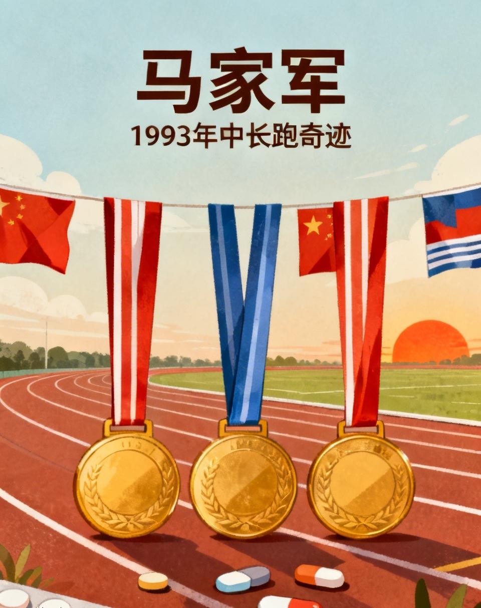 1993年马家军横扫世界赛场，三面国旗同时升起，多项纪录尘封多年，创造了中国中长