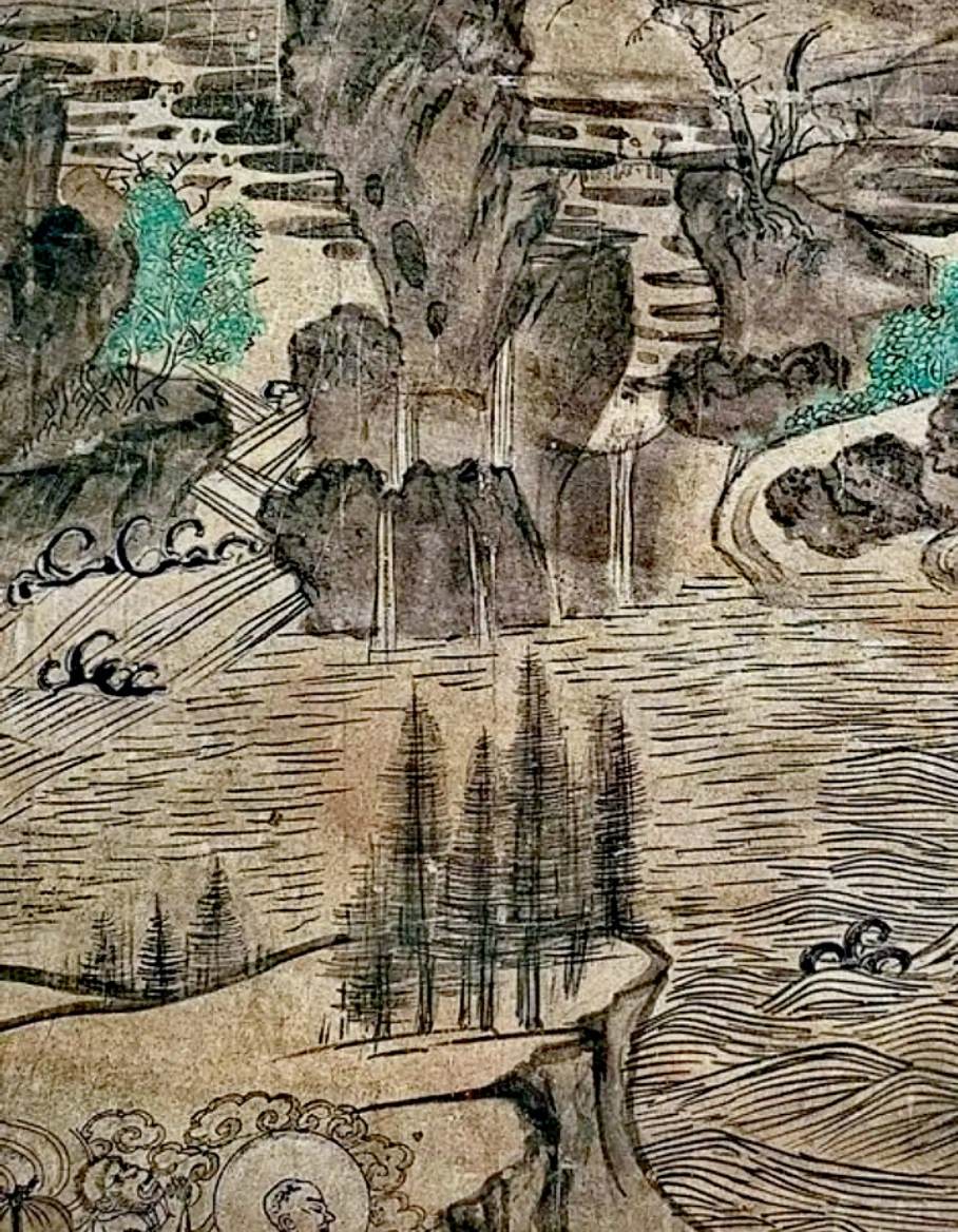 莫高窟山水壁画欣赏。论莫高窟壁画的山水画美在哪里  构图布局精妙   ...