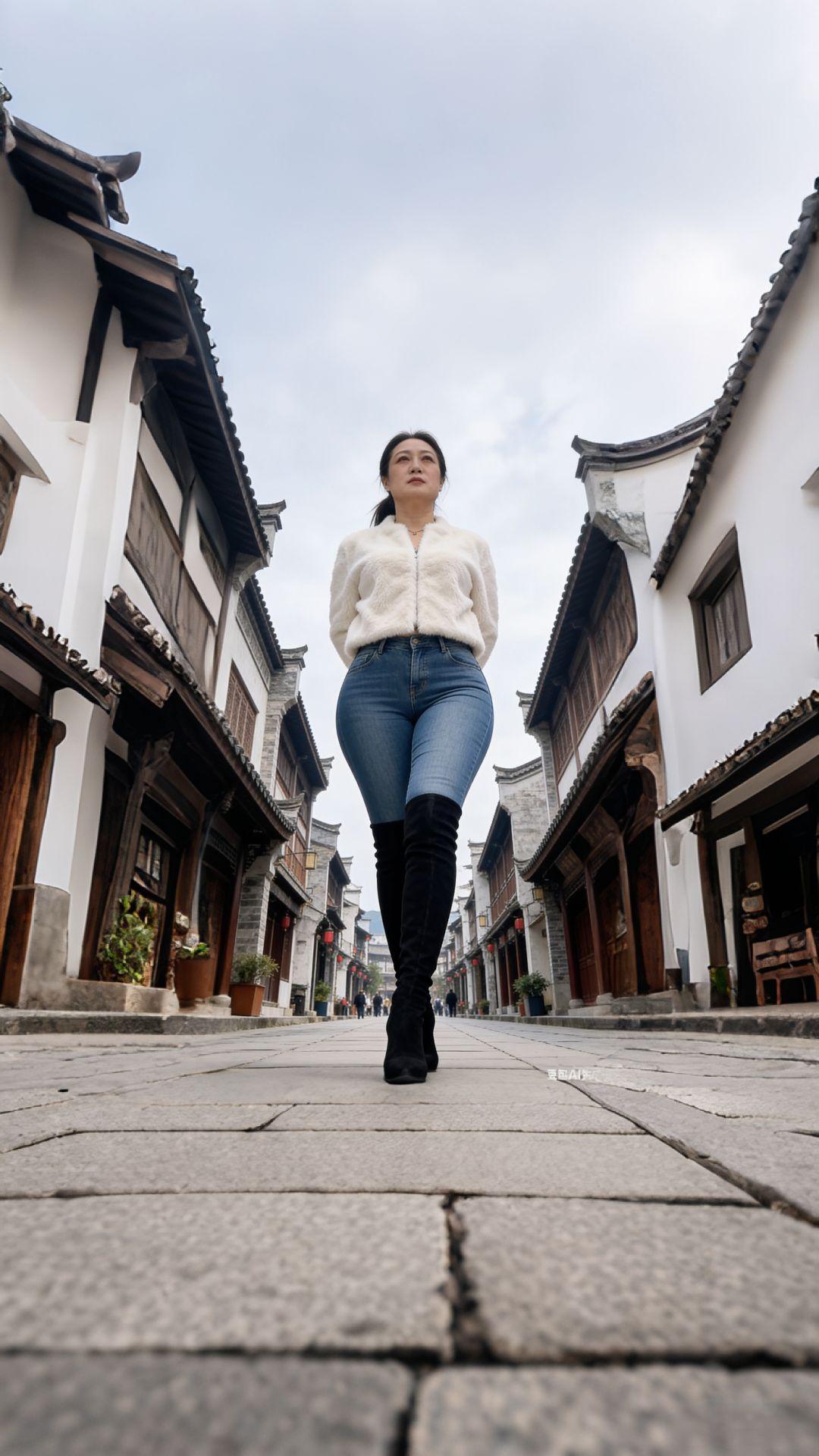 紧身牛仔裤 气质优雅美熟女