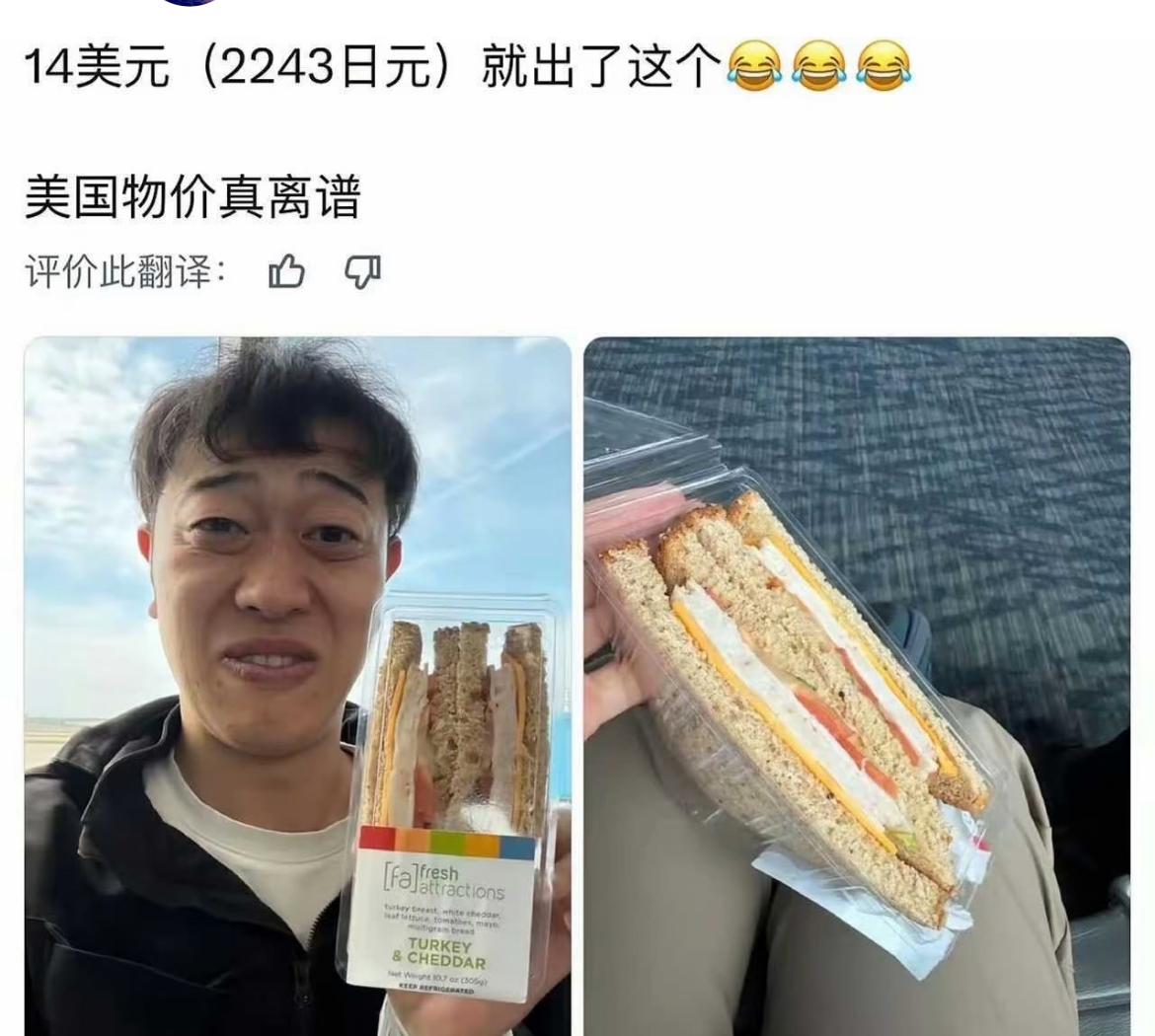 一个三明治14美元，挣美元花美元的那些人算得过来吗？
不算美元，就按14块人民币
