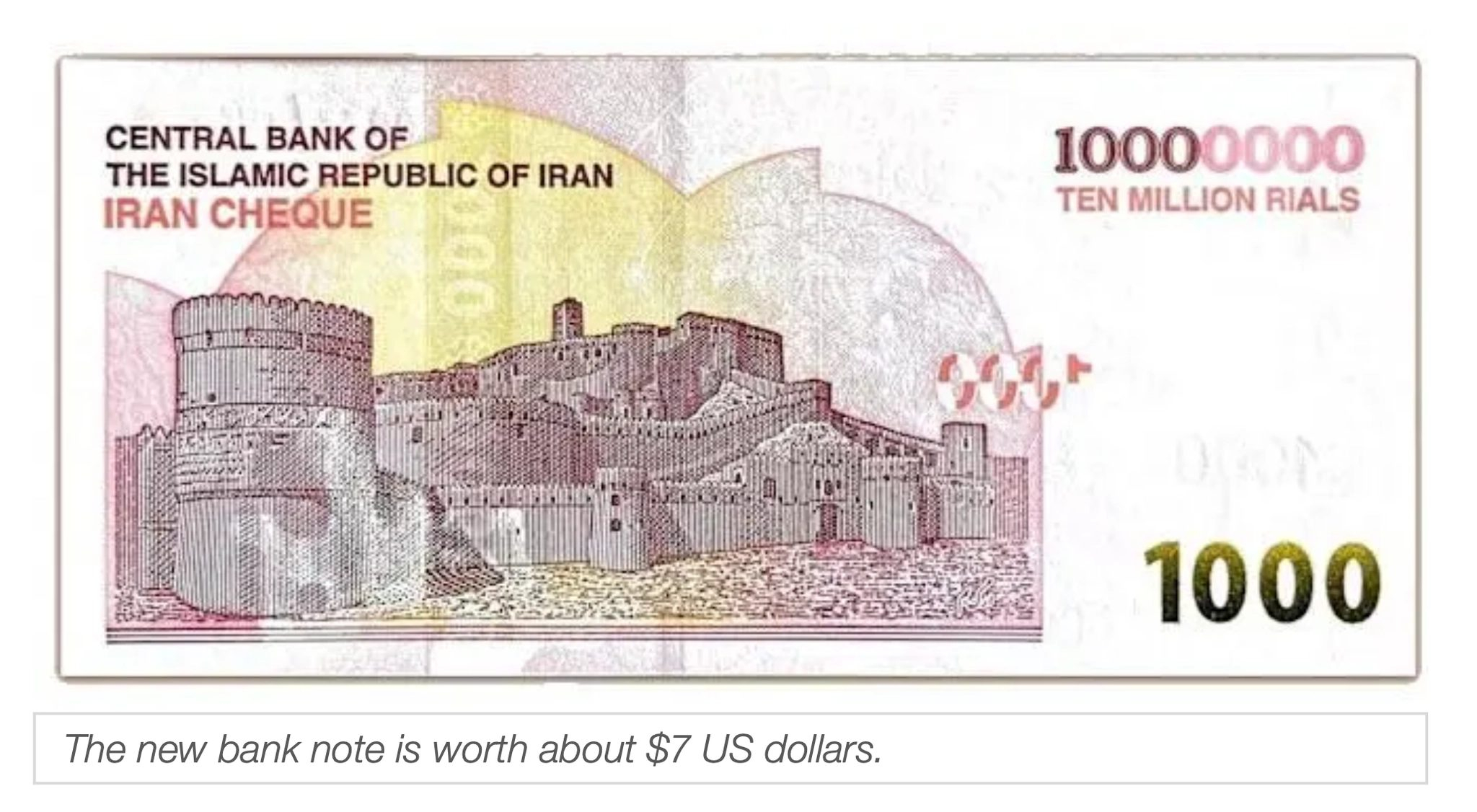 伊朗本月推出1,000万里亚尔新钞，看起来只是发行新面额，但本质上已经是通膨失控
