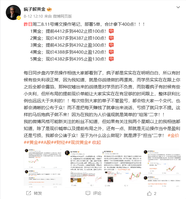上周8.10-8.14日一周总结：共22单16胜6负，共斩获总利润2140点 周