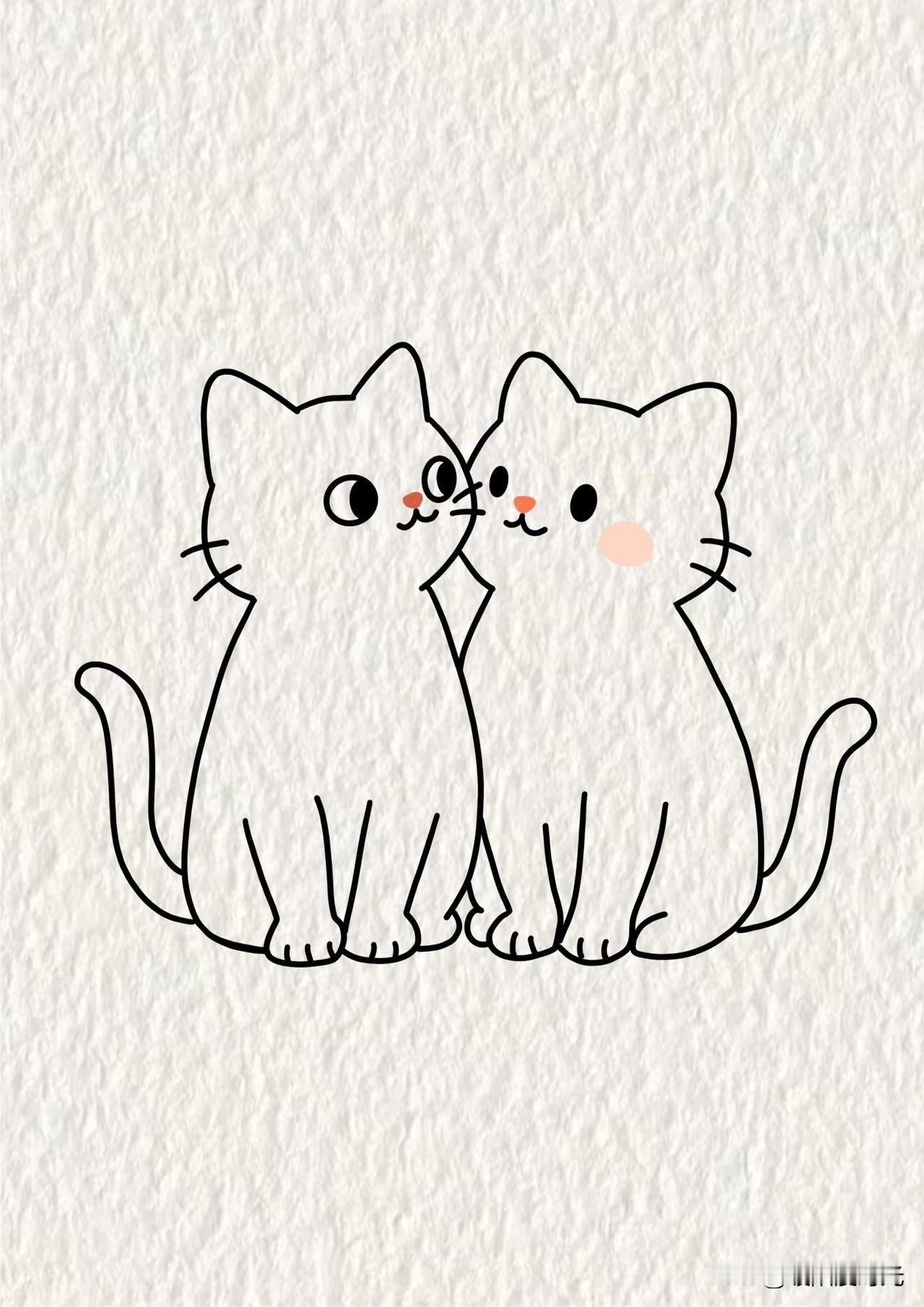 猫咪相伴，日子软乎乎的，全是甜意呀！
画个简笔画分享 简笔猫猫 
简笔画