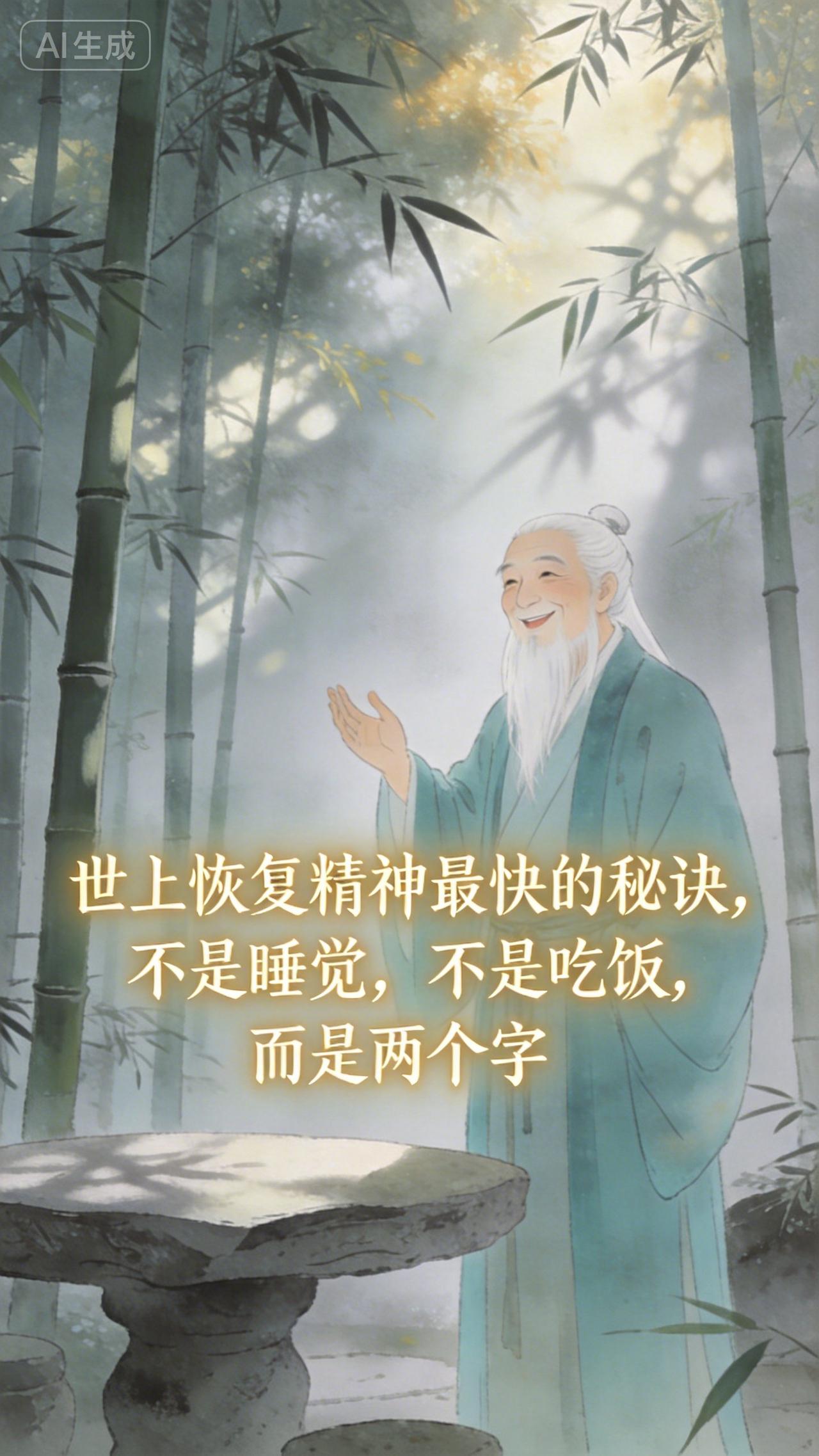 老道长说：世上恢复精神最快的秘诀，不是睡觉，不是吃饭，而是两个字。

你发现没有