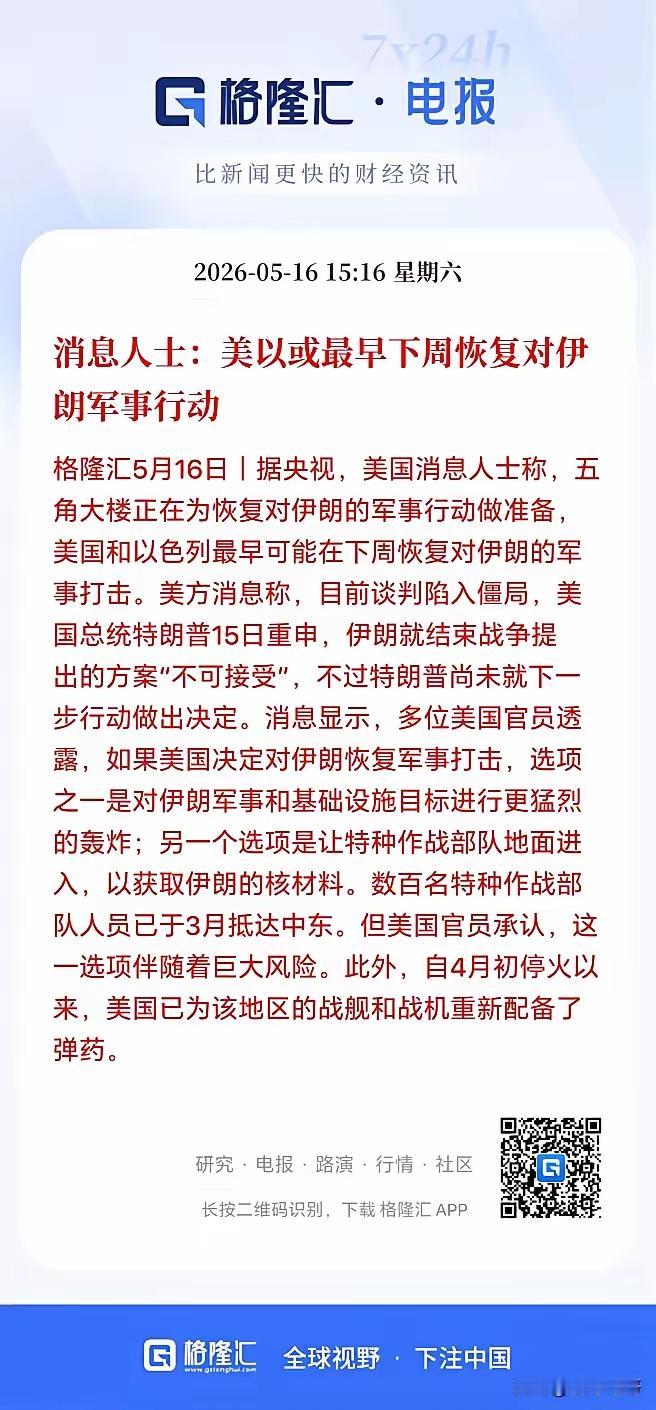 美伊局势风云变幻，全球经济“压力山大”
 
据格隆汇消息，央视报道称美国消息人士