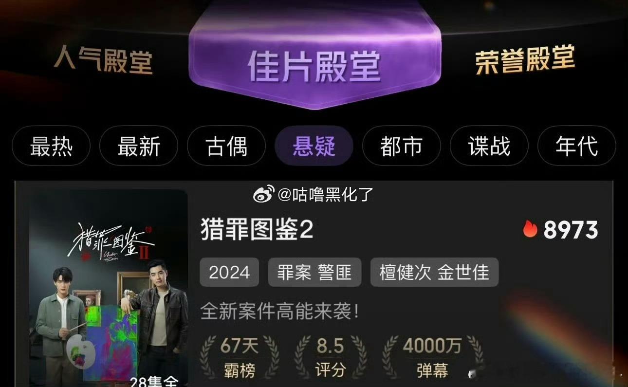 檀健次《猎罪图鉴》《猎罪图鉴2》《四方馆》登上🥝佳片殿堂 ，看到这个对猎罪图鉴