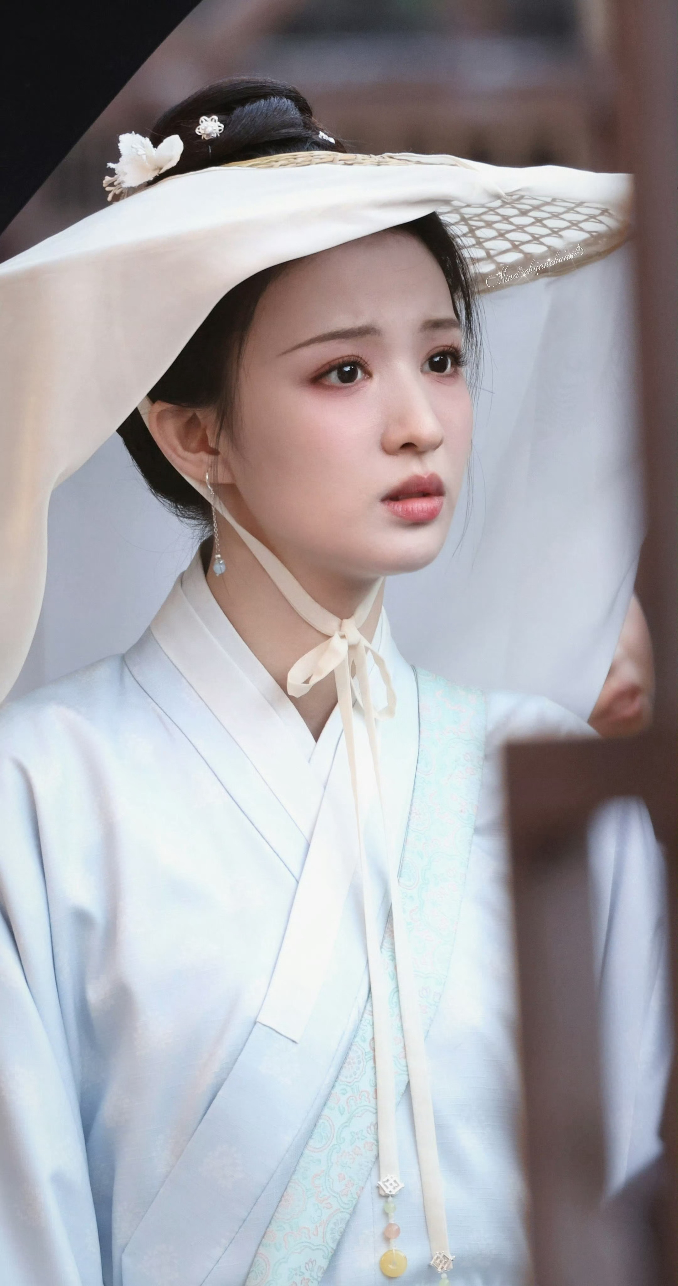 王楚然 《明月录》魏采薇☽ 蓝衣+帷帽 