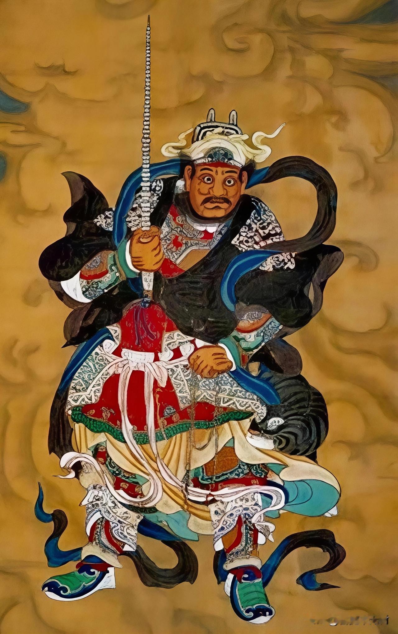 清代水陆画｜威猛武财神赵公明
这是大同市博物馆珍藏的清代水陆画《赵公明》。
赵公
