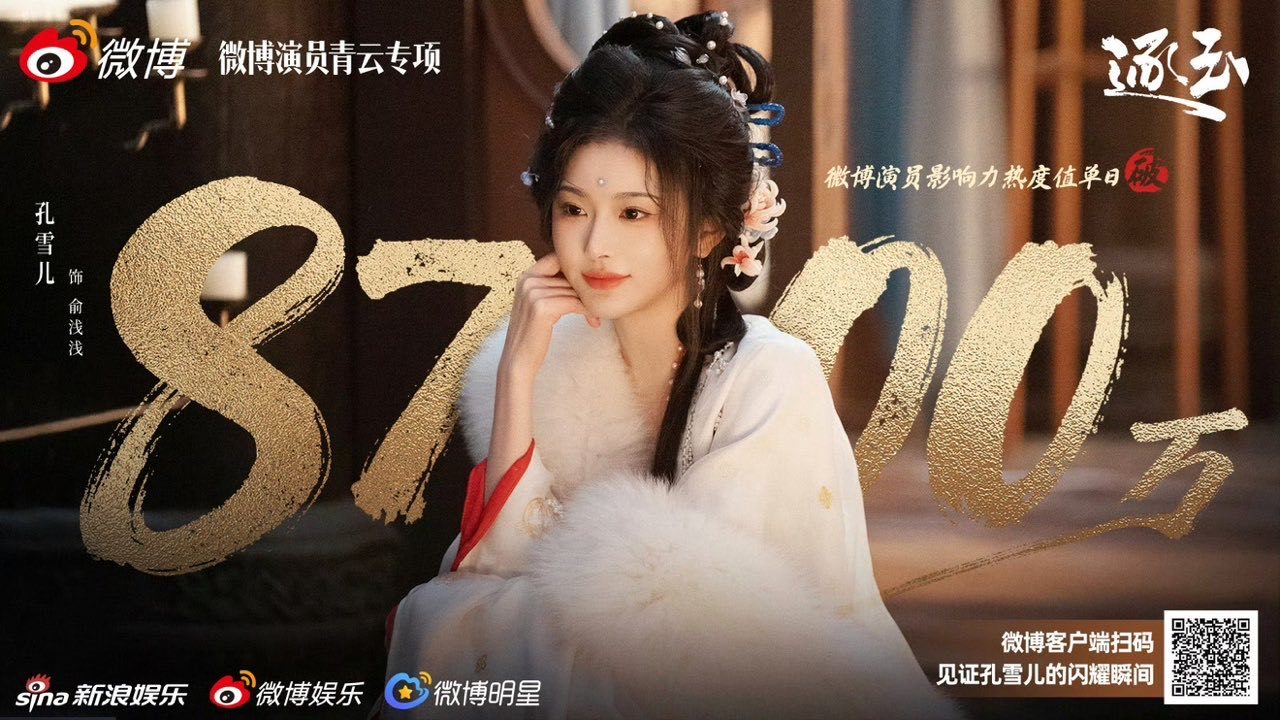 孔雪儿演员热度值单日破8700万恭喜孔雪儿演员热度值单日破8700万孔雪儿