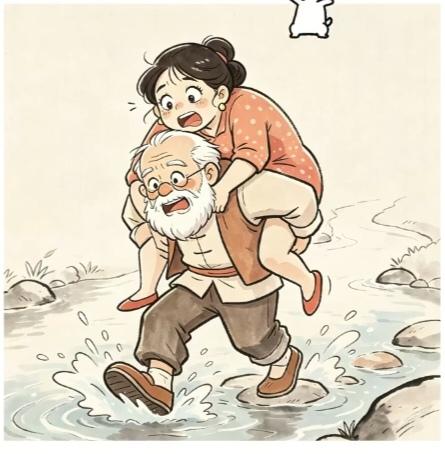 歇后语：老公公背儿媳妇过河，———吃力不讨好。
青蛙在马路上：——（    ）