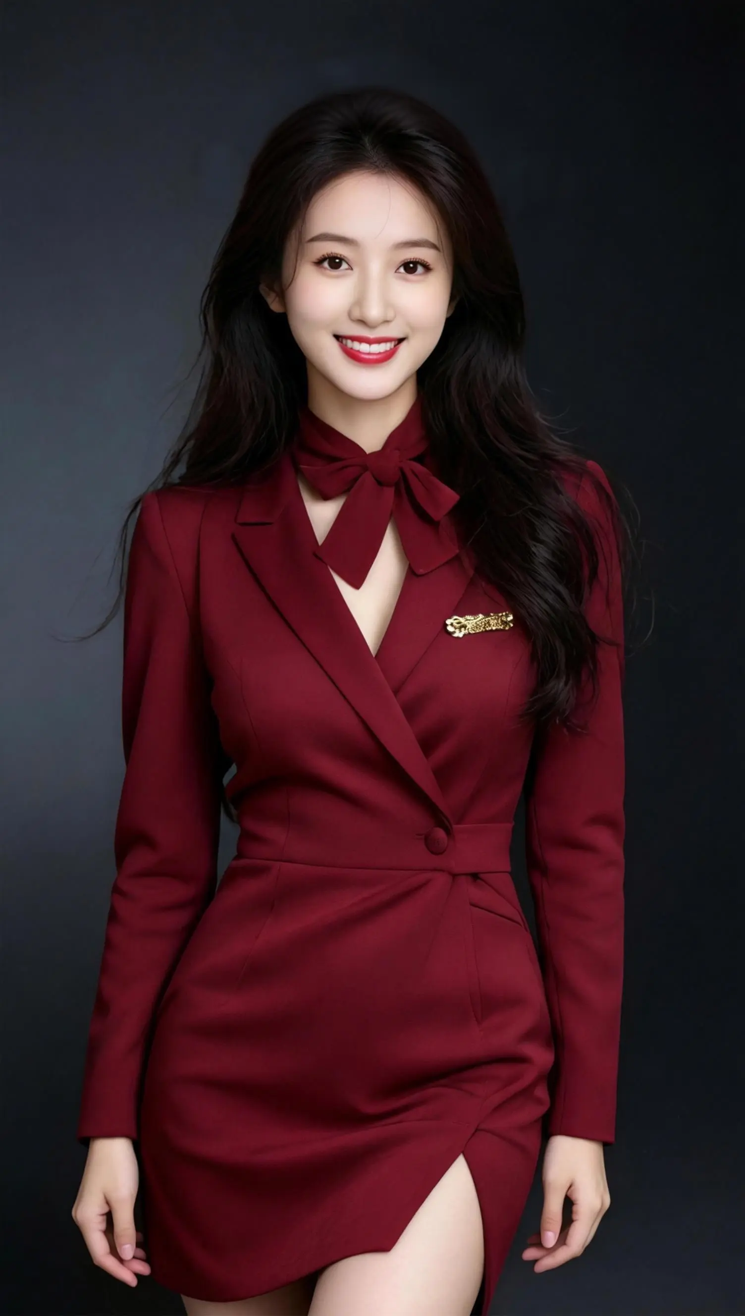 AI酒红空姐写真 ai创作