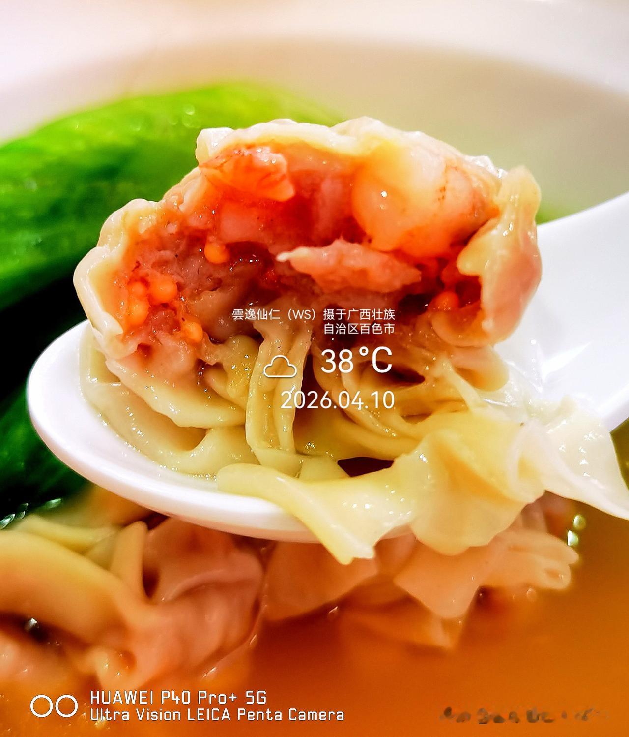 旅居生活记录（9462）广西壮族自治区百色市（147）品尝小吃42：鲜虾蟹籽云吞