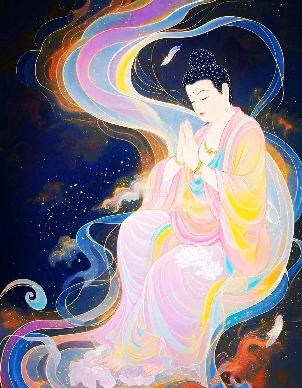 合掌祈福，有财有爱，无忧无难