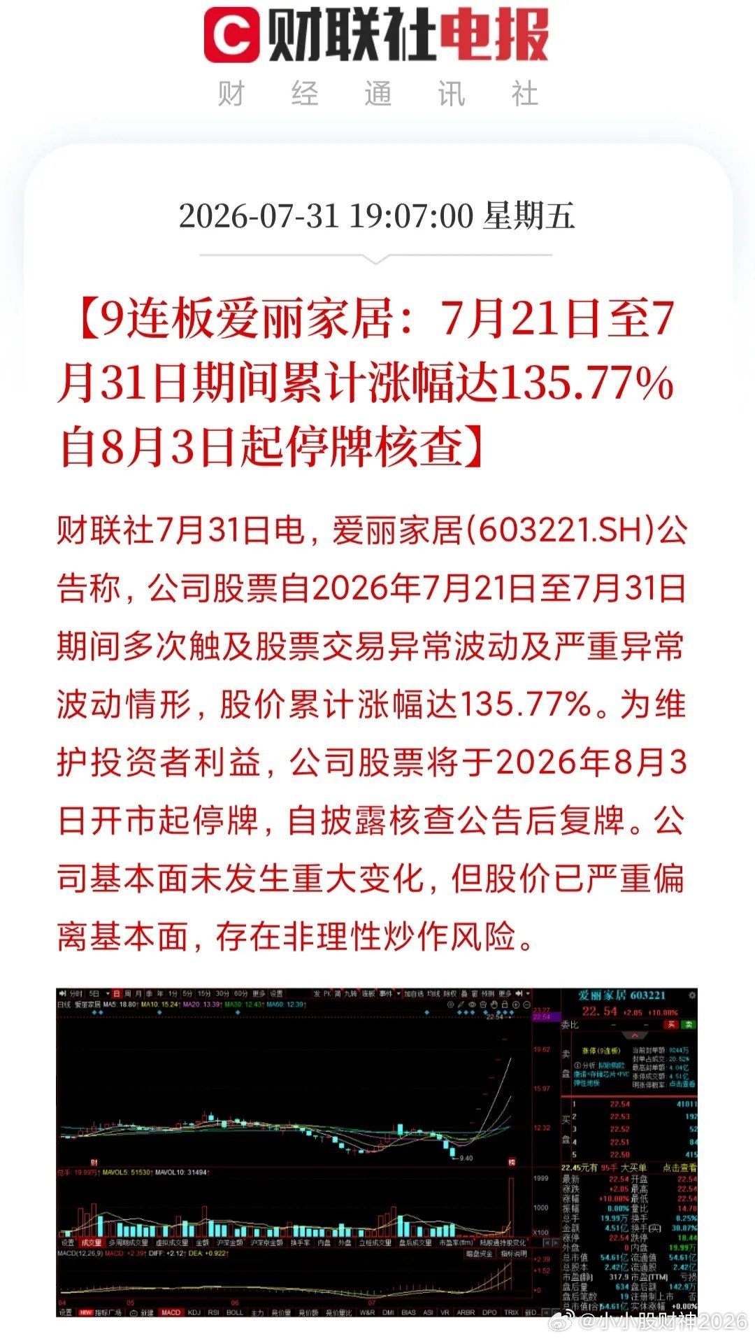 疯了吧！9个一字涨停板，9天股价涨了135.77%，市值从25亿干到54亿。你相