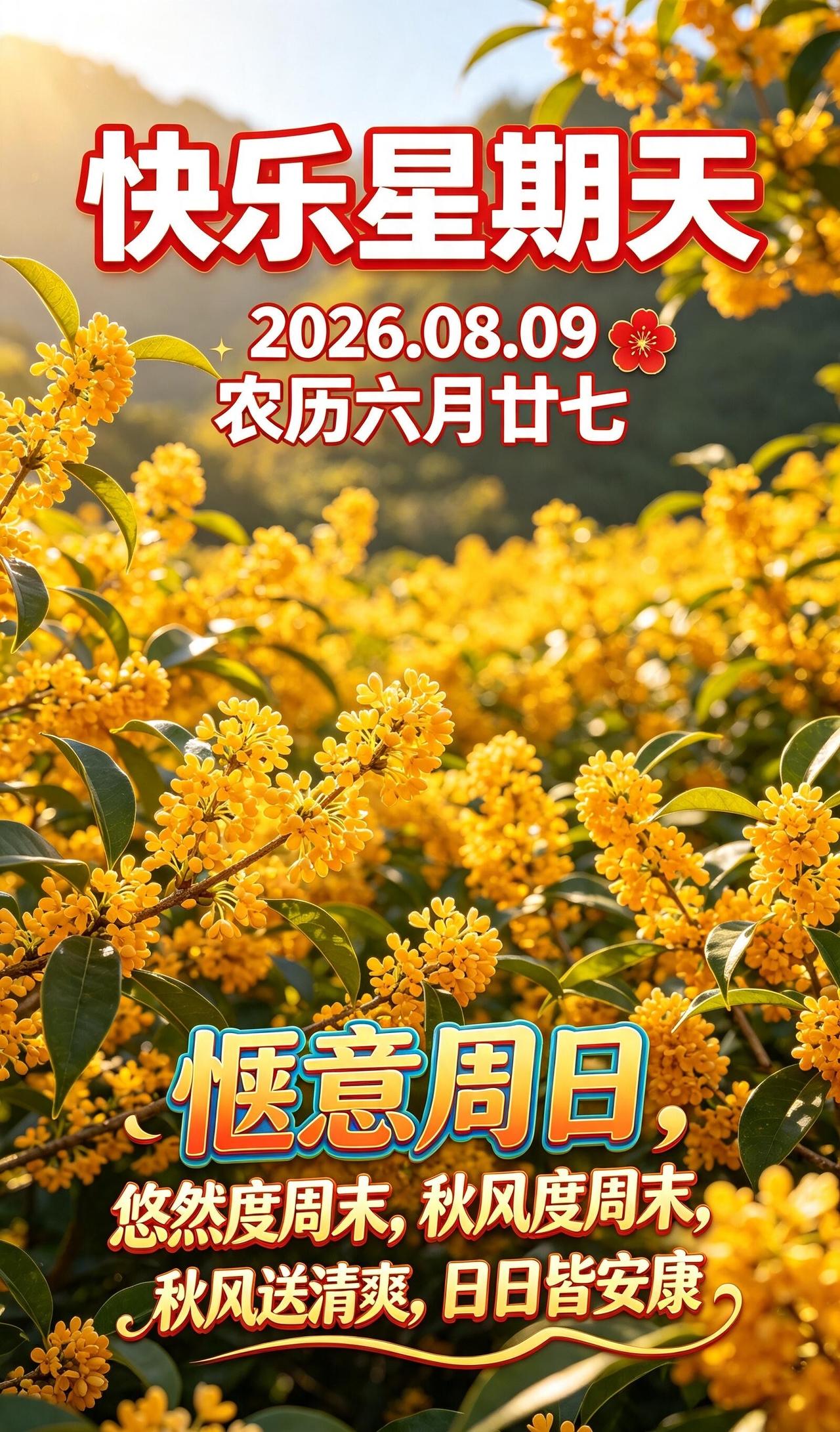 8月9日周日早安☀️！告别一周忙碌，迎来松弛惬意的周末。初秋晨光柔和温暖，褪去盛