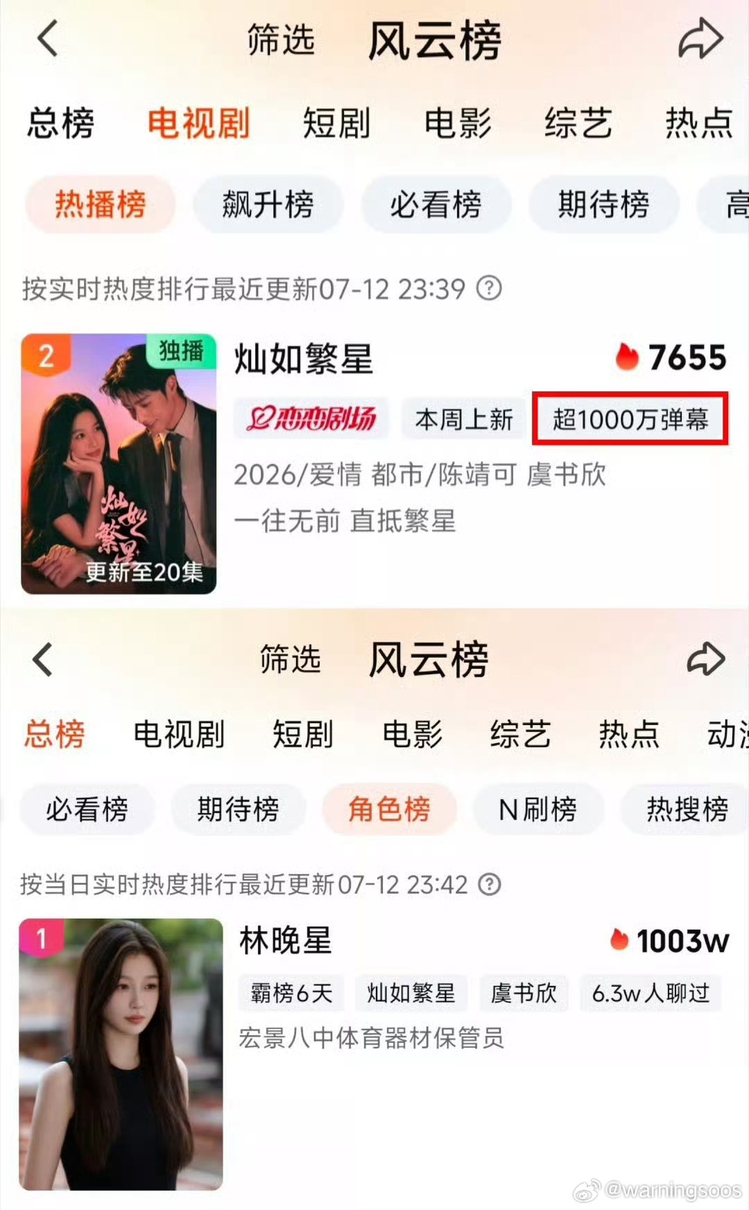 虞书欣侯明昊一边对戏一边对打古偶和现偶对打的都来了灿如繁星还是太权威了，男演员有