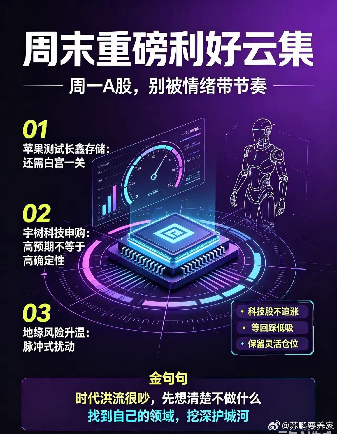 夜深了,周末重磅利好，周一A股即将发生的一幕！一、重磅消息梳理1、苹果测试长鑫存
