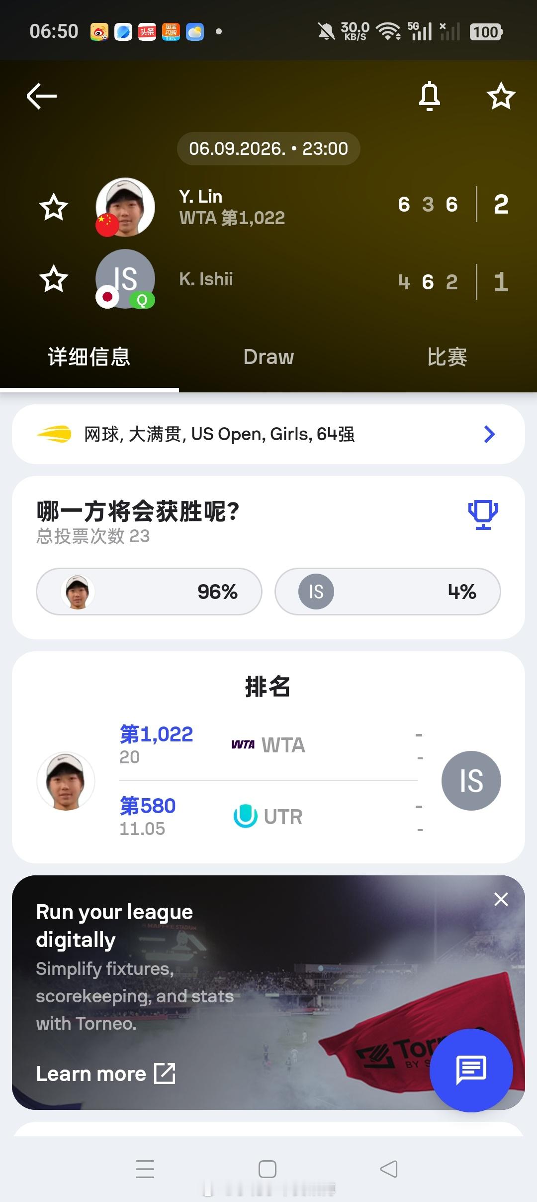 小花小草资讯[超话]wta[超话] 【美网2026】青少年女单第一轮 🇨🇳林