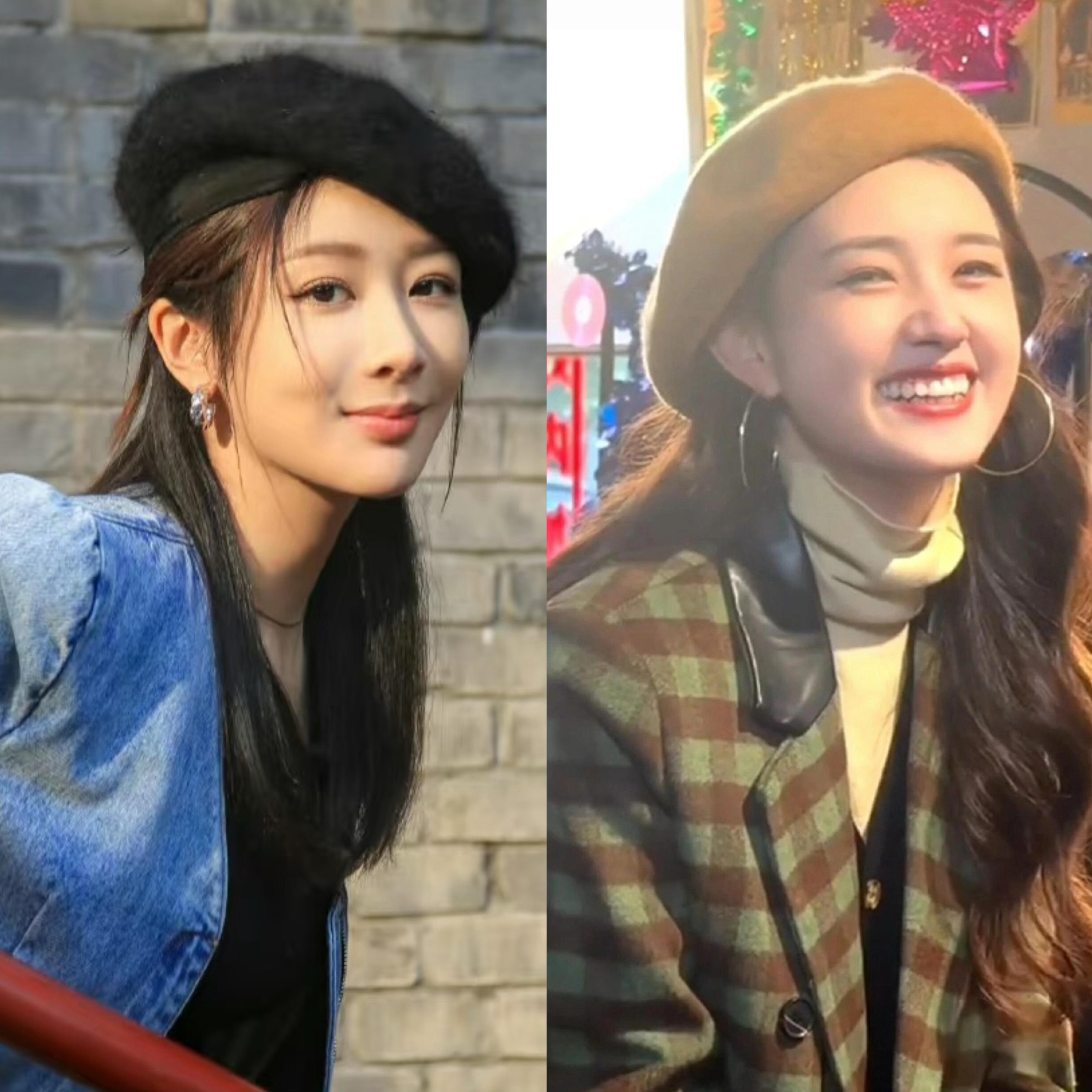 杨紫粉丝单方面在广场happy，因为目前还没有郭宇欣粉丝，俩人贝雷帽造型，谁赢了