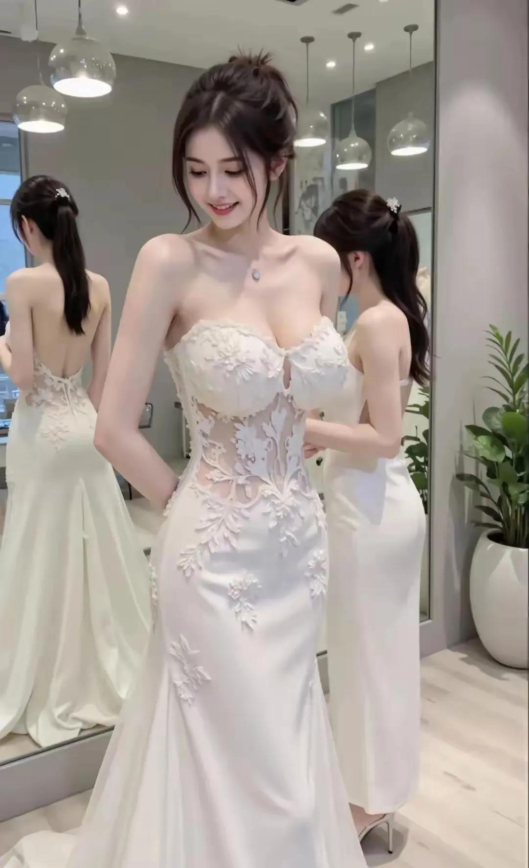 优雅婚纱试穿，幸福时刻定格！👗💕她是不是男人心目中的新娘？美丽的婚纱， 新娘