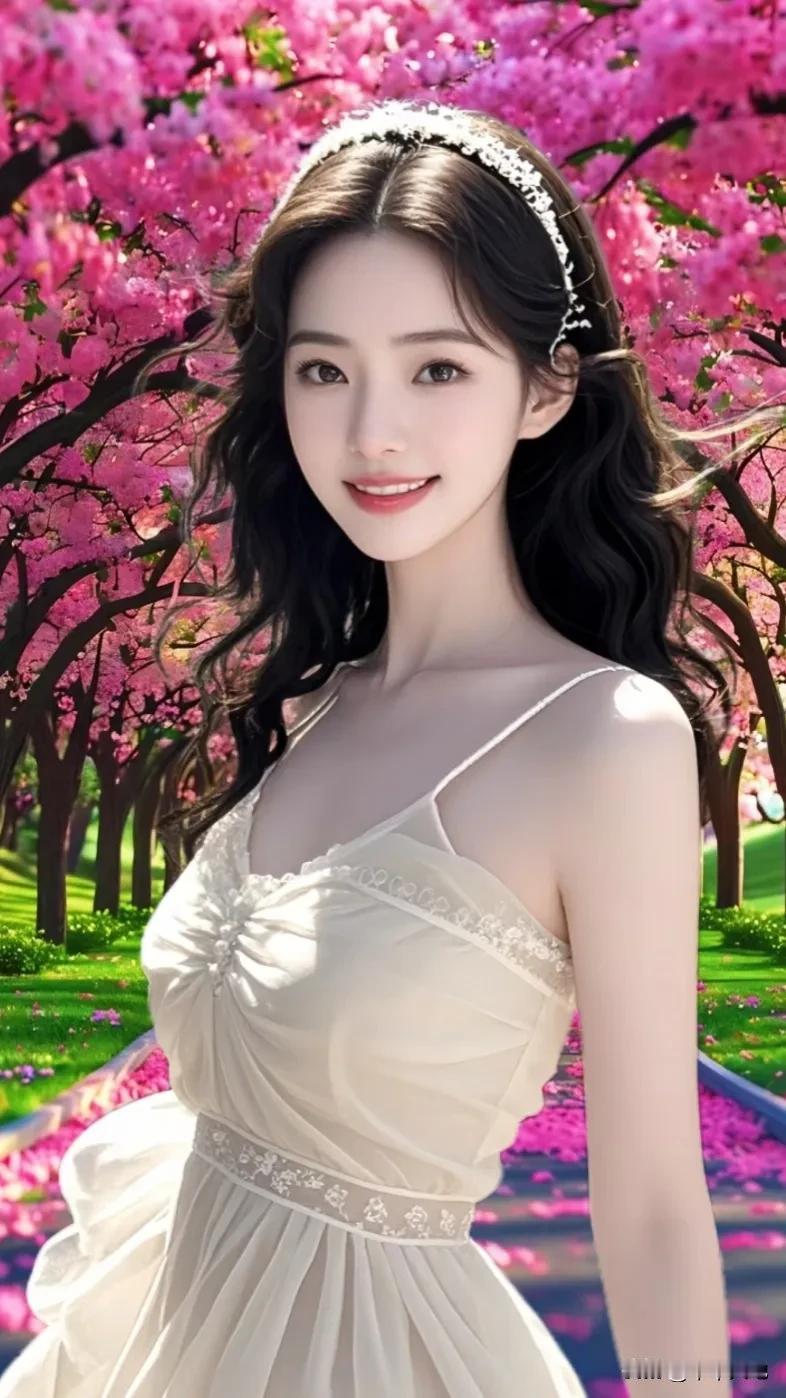 樱花树下总是充满着梦幻与诗意。看到美女小姐姐在樱花树下拍写真，真的宛如公主般仙气