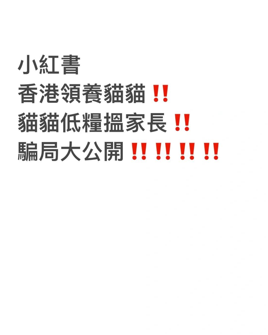 🇭🇰小紅書香港領養貓貓的post‼️騙局大公開