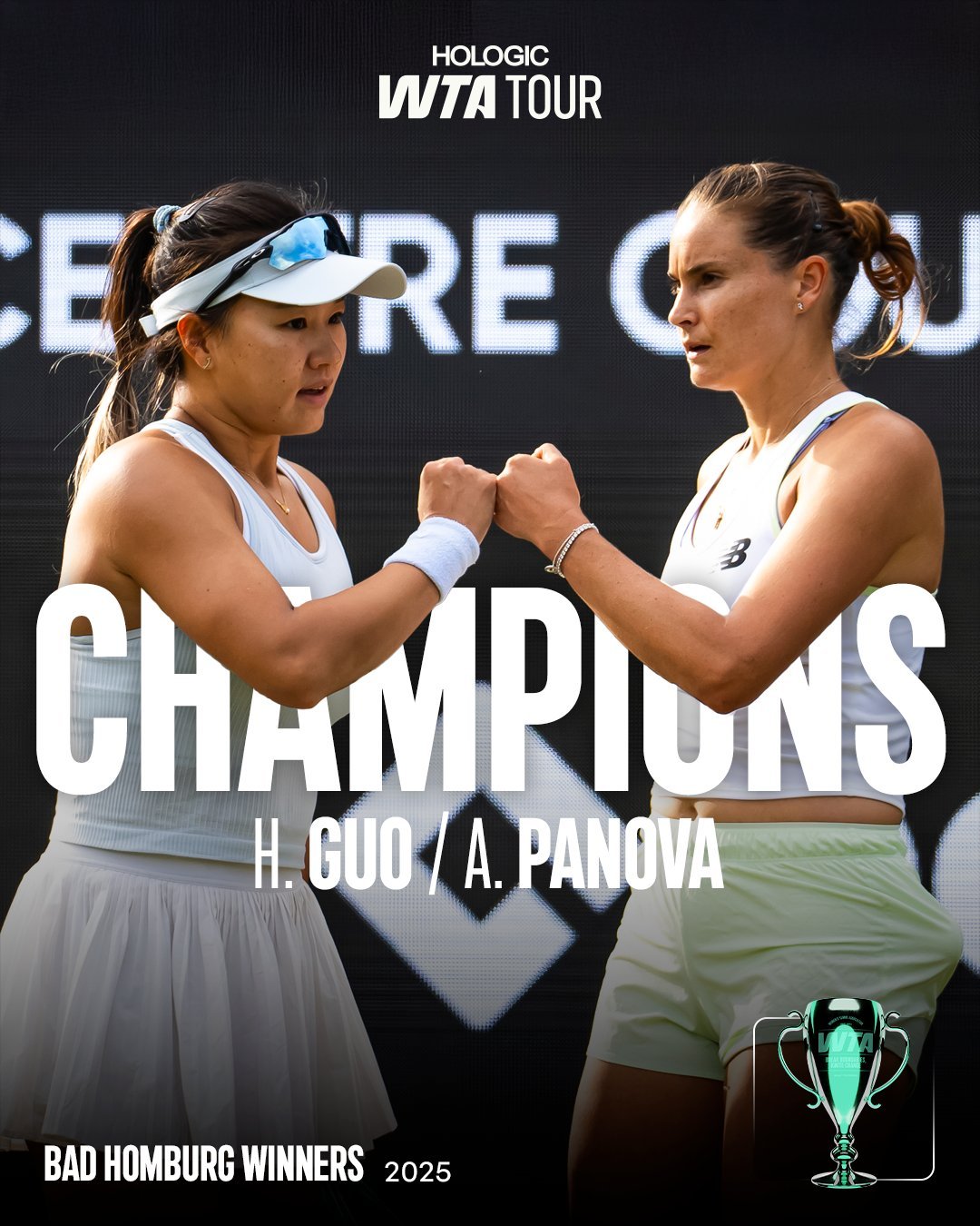 郭涵煜组合逆转夺冠！🏆WTA500巴特洪堡站双打决赛，郭涵煜/帕诺娃破掉对手的