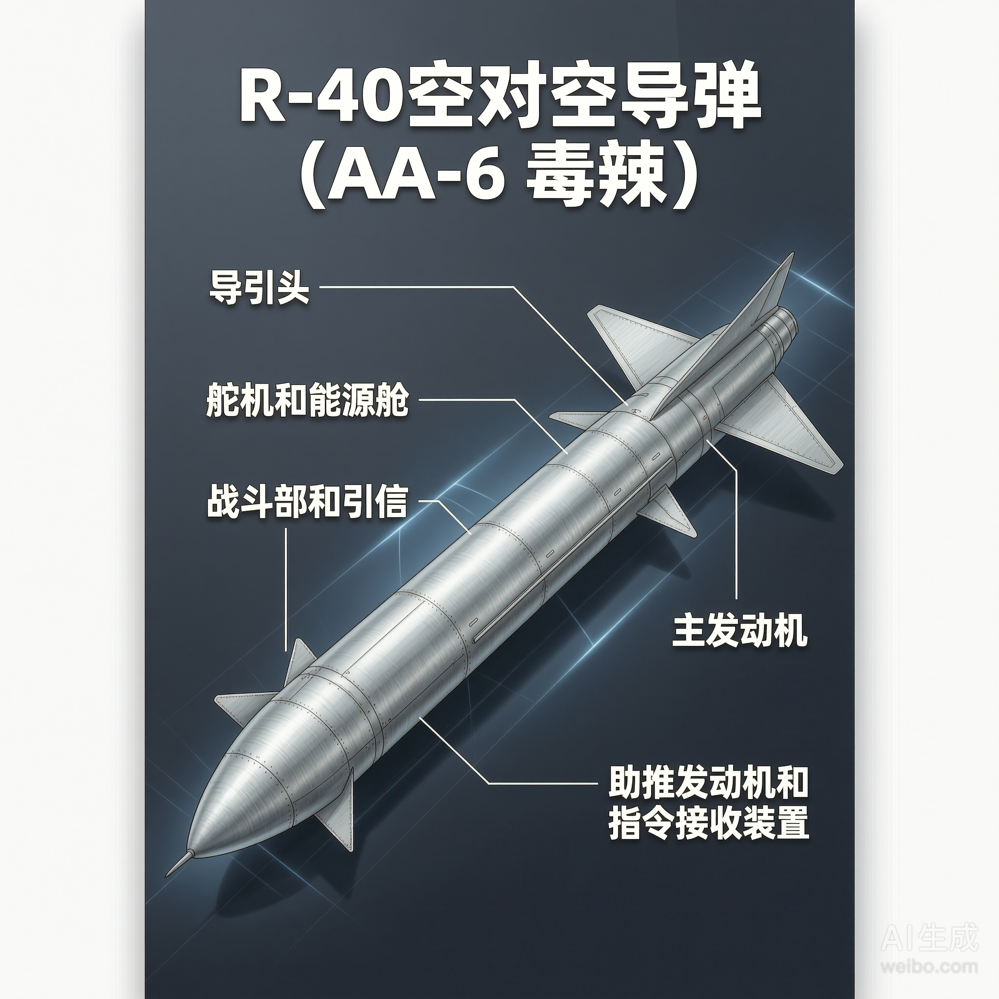 军事ai新视野 俄罗斯R-40空对空导弹R-40导弹是苏联于20世纪60年代为M