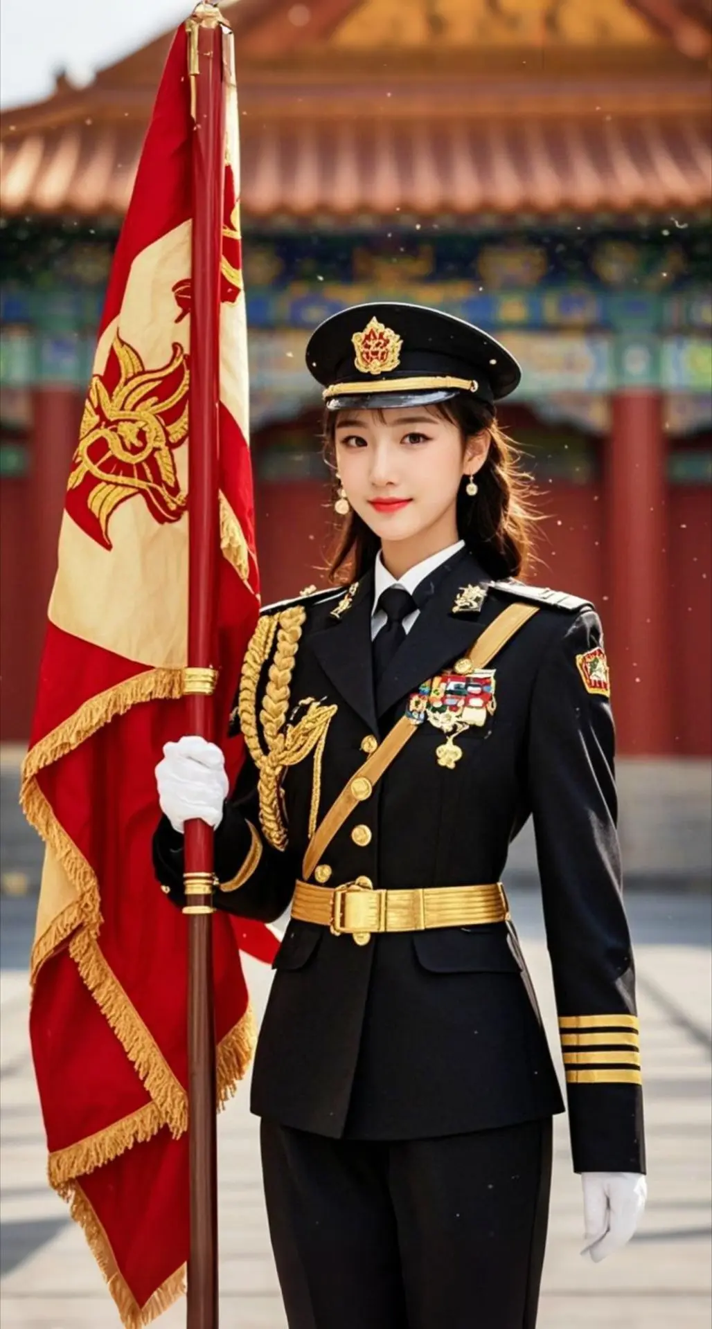 AI扩图 AI守护国旗英姿