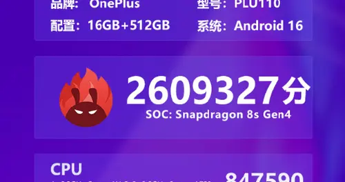 一加Turbo跑分曝光，搭載驍龍8s Gen4