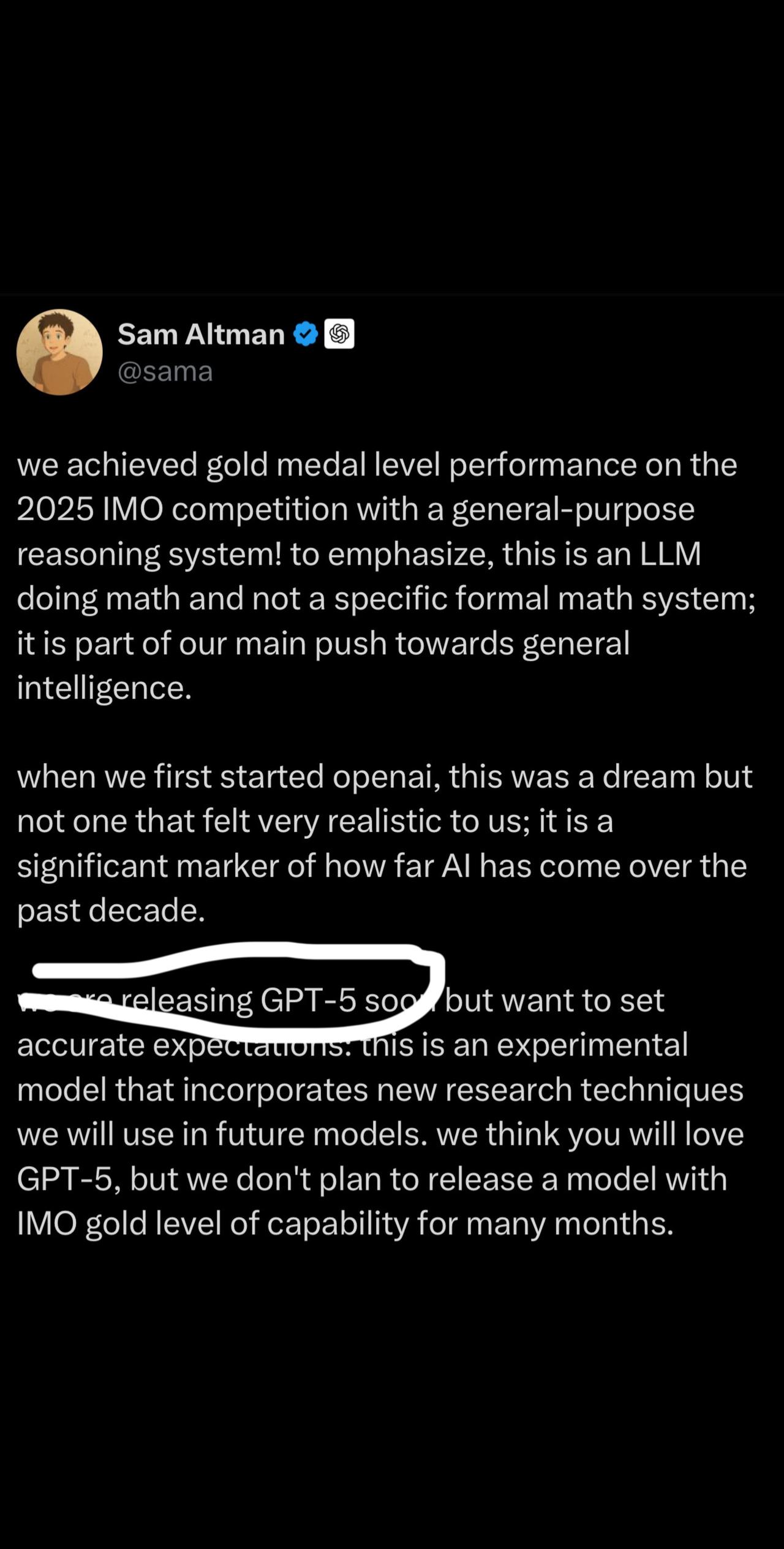 OpenAI即将发布GPT-5！我们凭借通用推理系统在 2025 年 IMO 竞