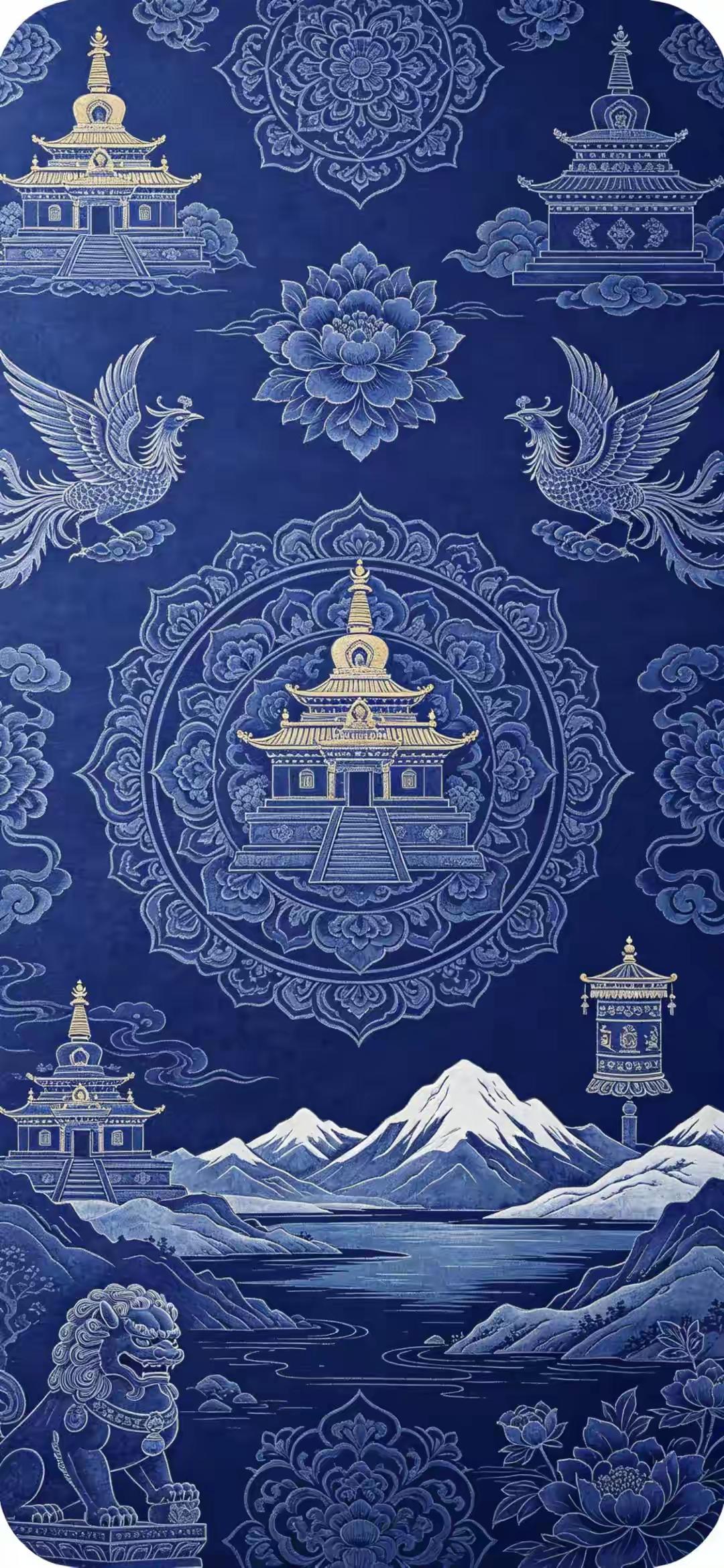 国风壁纸～九种东方雅韵，藏尽中式浪漫。
一底一色，一纹一吉，亭台花鸟、仙兽山水，