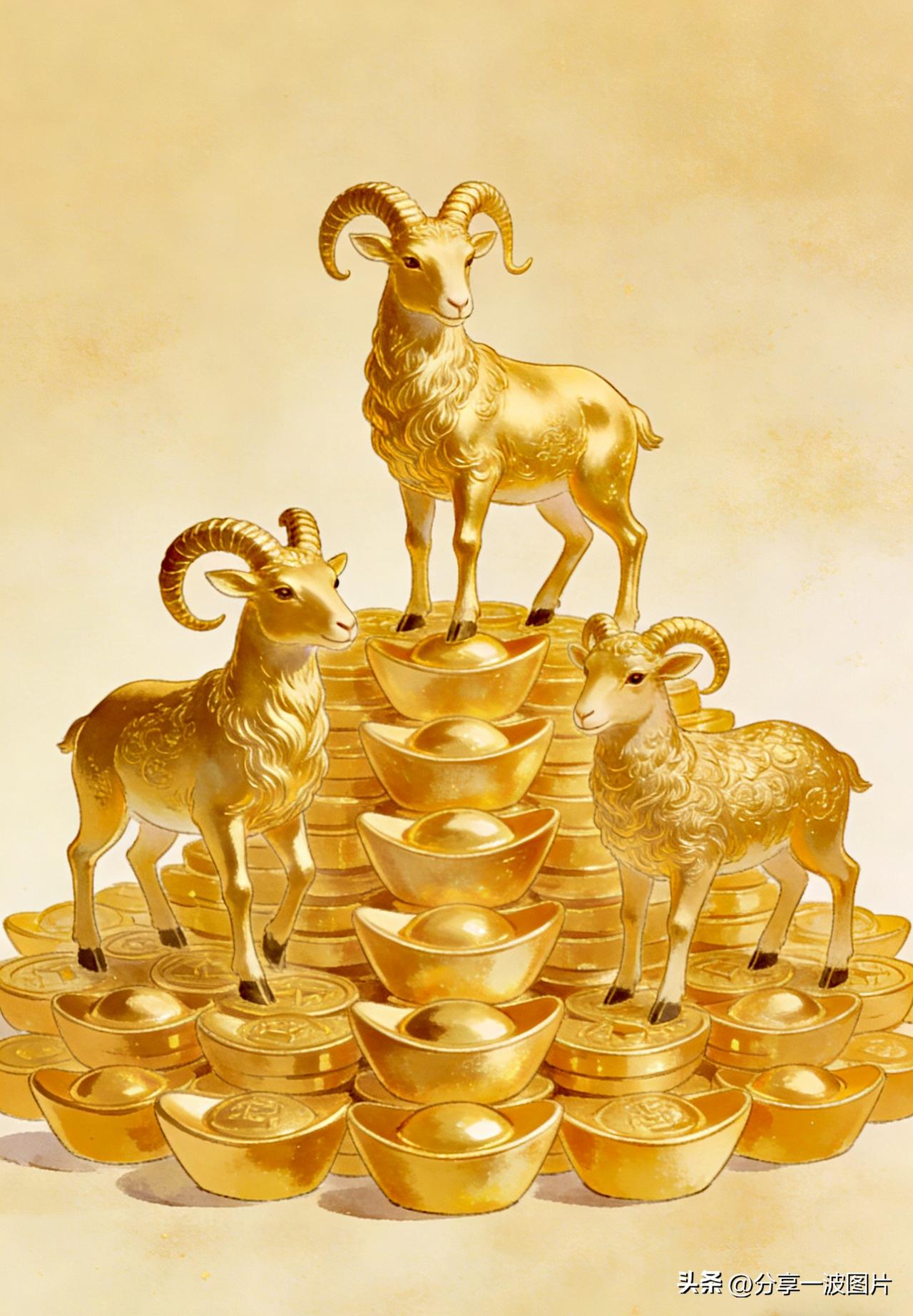 三羊开泰，四季发财。