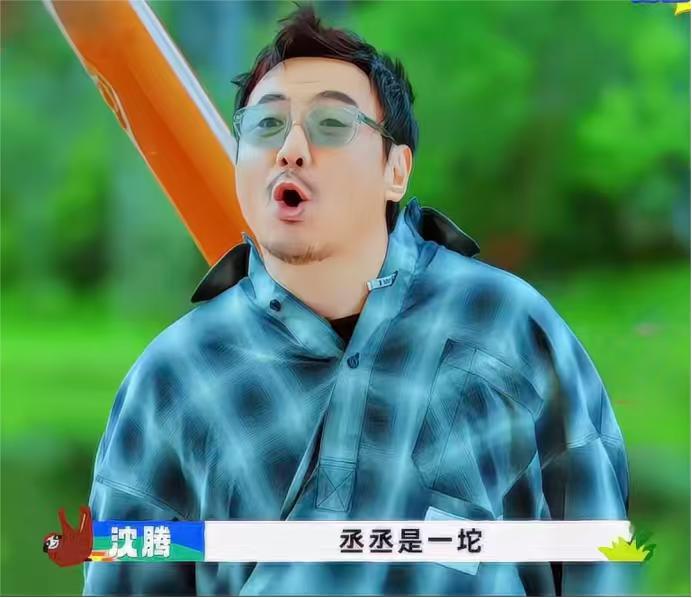 《现在就出发》中，

全员使用塑料粤语玩游戏。

沈腾：“丞丞是一坨~~~”

