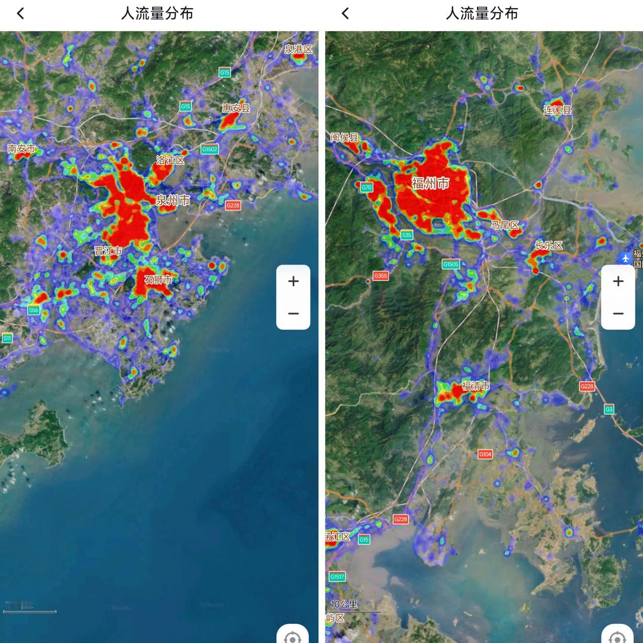 实际上泉州的市区面积与繁华程度并不逊色于福州，实际上泉州的城市框架更大一些，从图