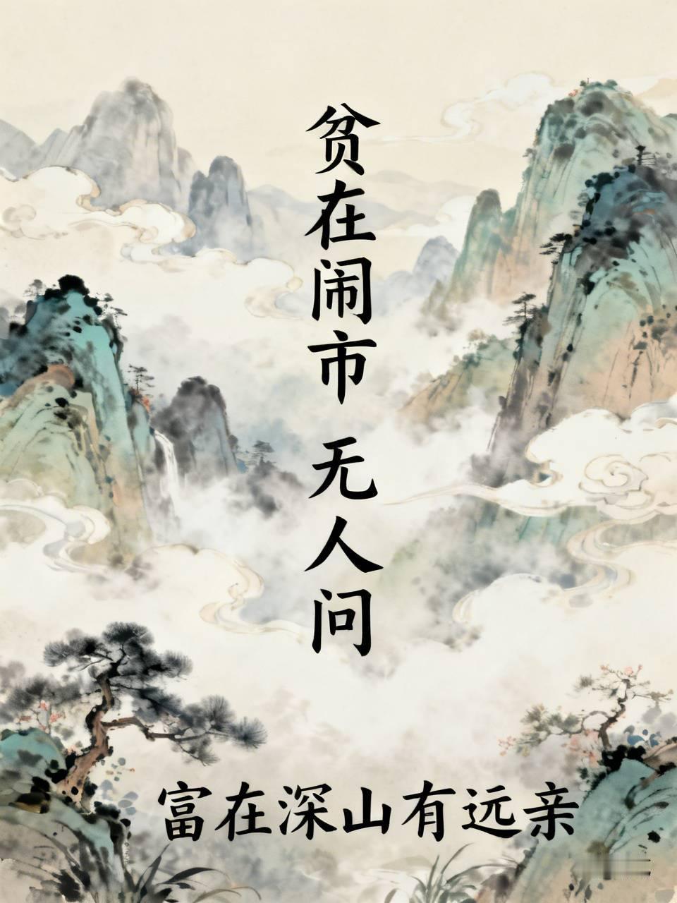 “贫在闹市无人问”这句上联太现实了，道尽了世态炎凉。我觉得下联可以对“富在深山有