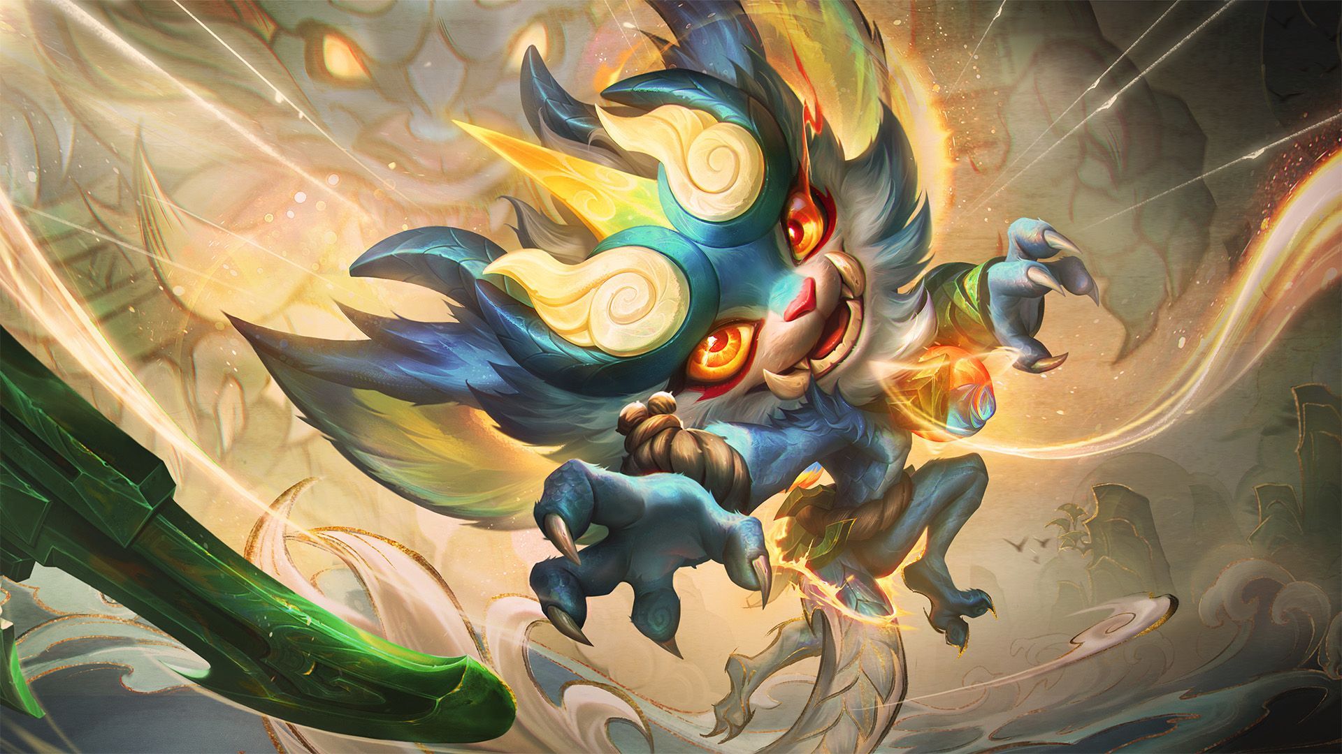 LOL手游山海绘卷 纳尔，菲兹新皮肤原画英雄联盟