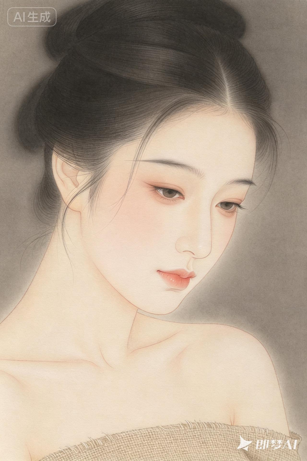 东方古典美，细腻的笔触勾勒出温柔的神韵。