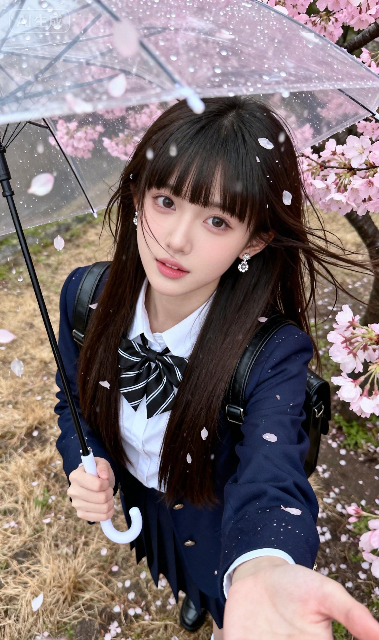 樱花雨中少女，撑伞漫步在春日里。逆光樱花少女 如何拍出户外氛围感美女? 爱拍照的