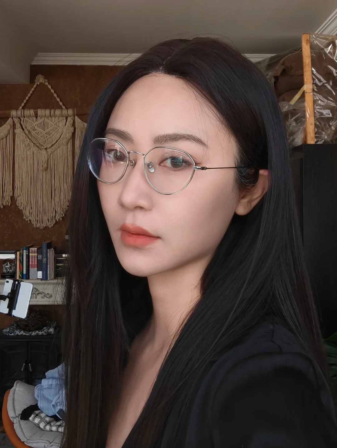 黑长直+银框眼镜｜清冷姐姐感拉满✨