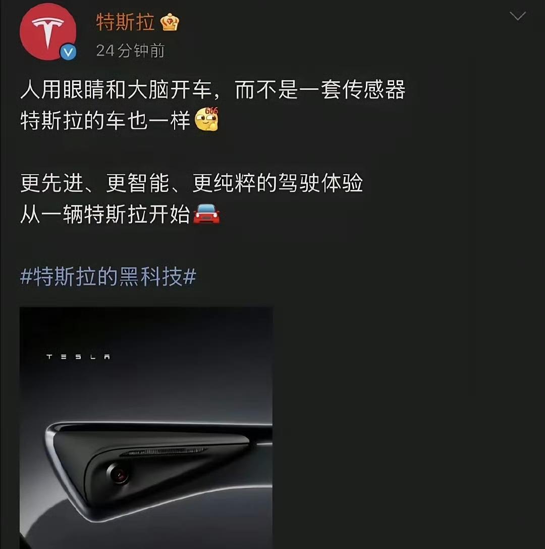 特斯拉这是话里有话吧？！
人用眼睛和大脑开车，而不是用传感器。
说的没毛病，但如