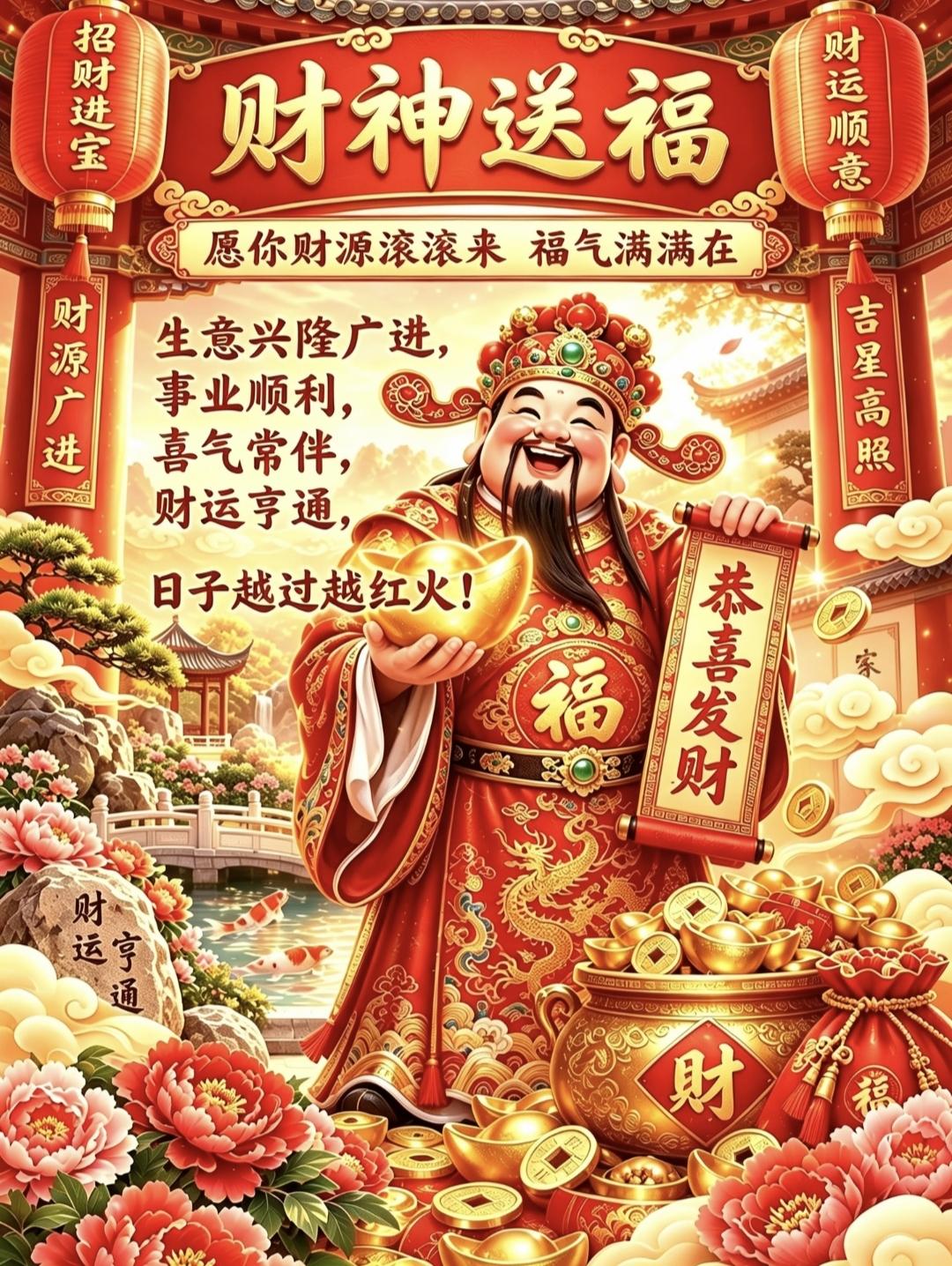 ​金辉盈门，祥云绕梁。愿您体健心宽，福禄相随，好运如潮涌，喜乐常相伴，岁岁皆安然