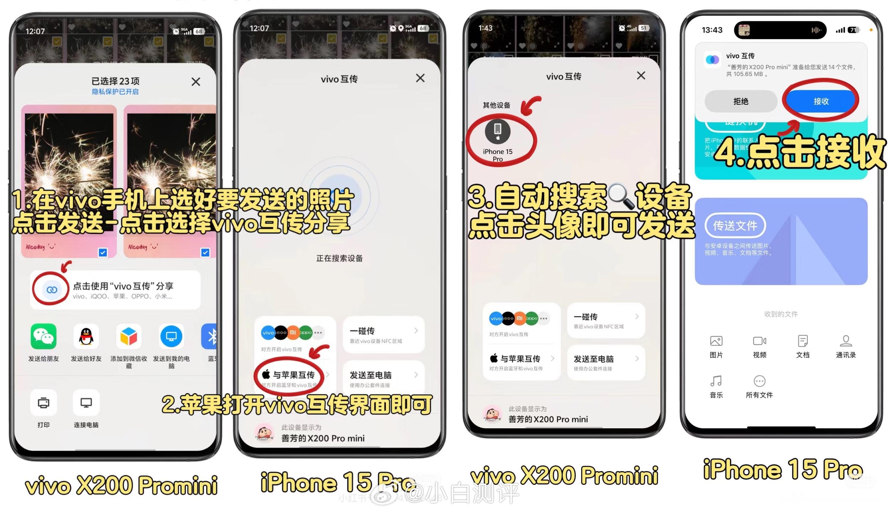 刷🍠看到有用户说「vivo互传」似乎支持碰一碰互传，以及向iPhone传输照片