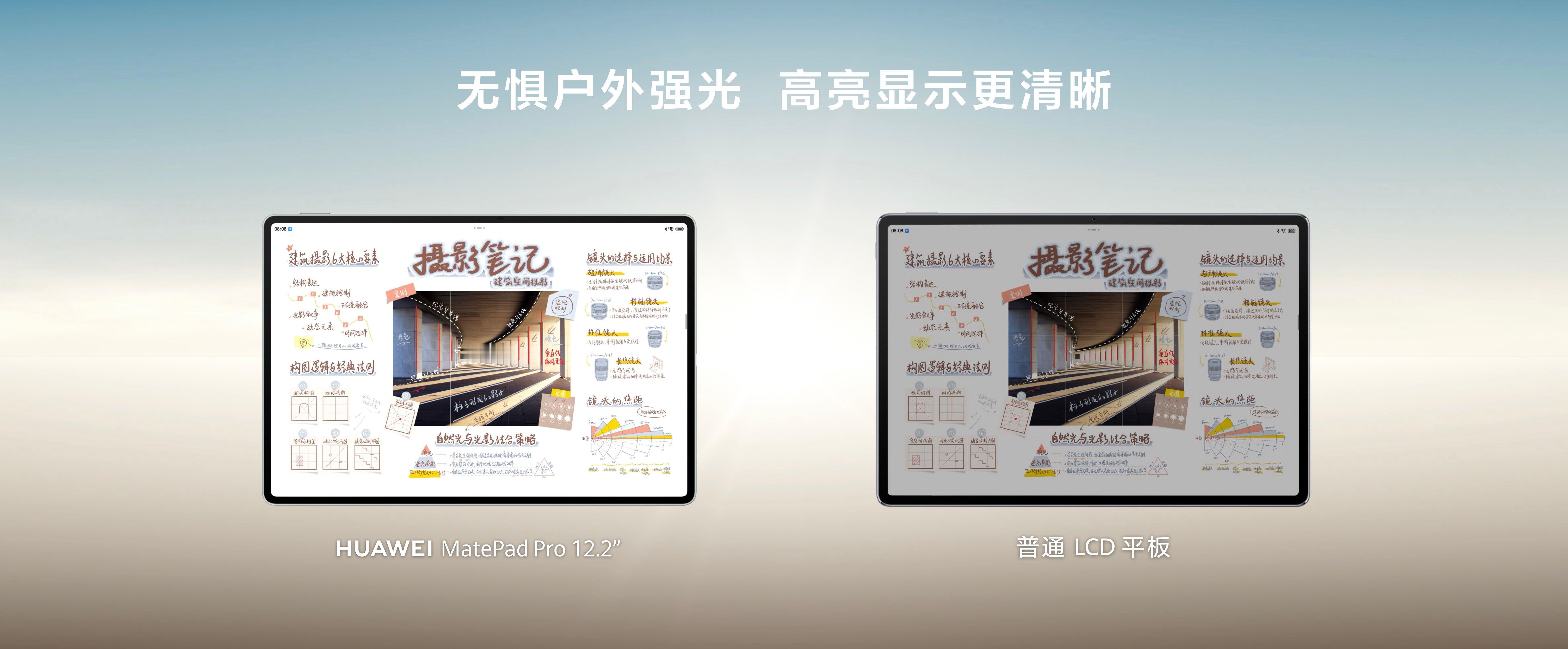 华为新平板强光下也清晰今天最新推出的HUAWEI MatePad Pro 12.